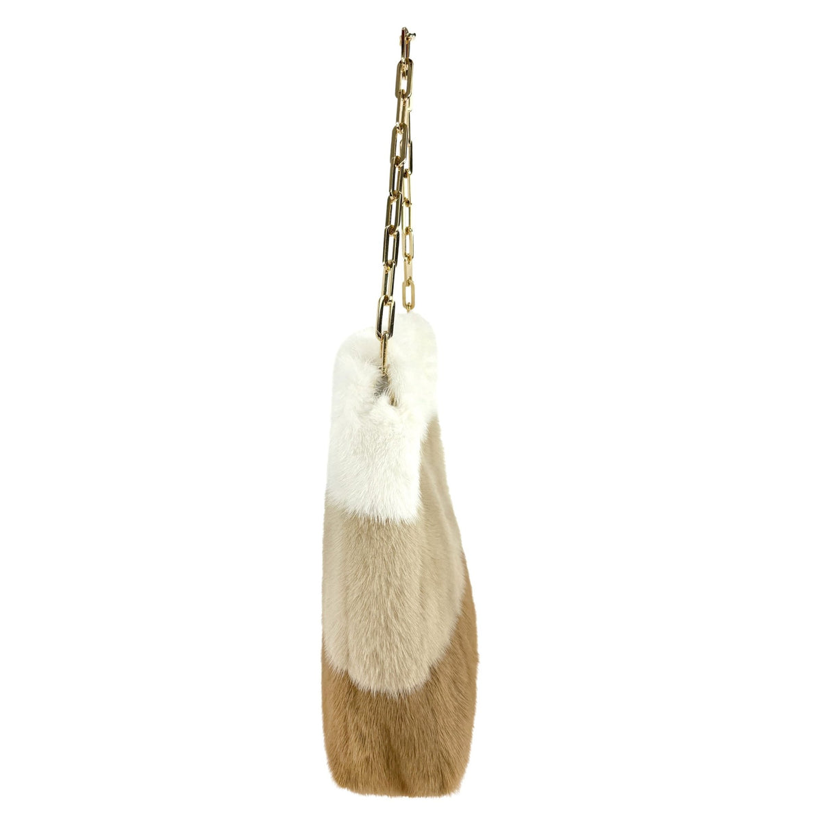 F/W 2000 Gucci by Tom Ford Tricolor White Tan Beige Mink Fur Chain Shoulder Bag - RealList