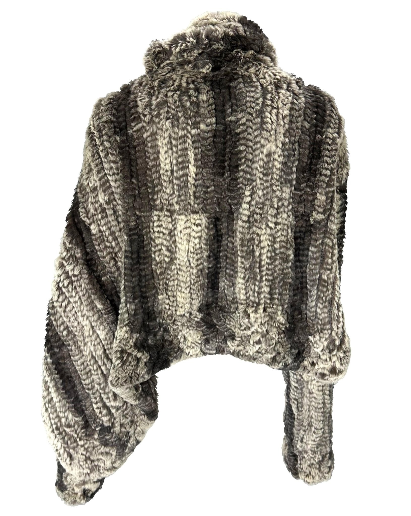 F/W 2000 John Galliano Grey Knit Fur Oversized Asymmetric Tunic Sweater Top - RealList