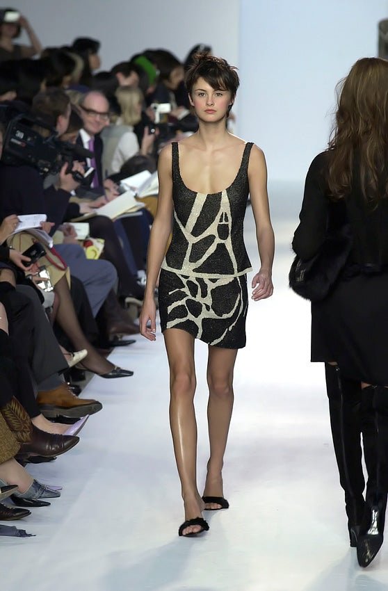 F/W 2000 Loewe Black White Heavily Beaded Tank Skirt Set - RealList
