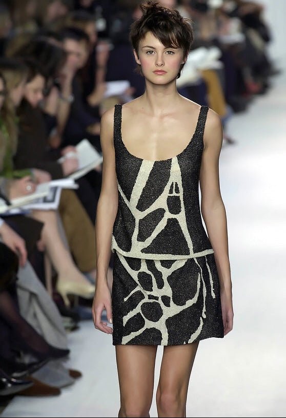 F/W 2000 Loewe Black White Heavily Beaded Tank Skirt Set - RealList