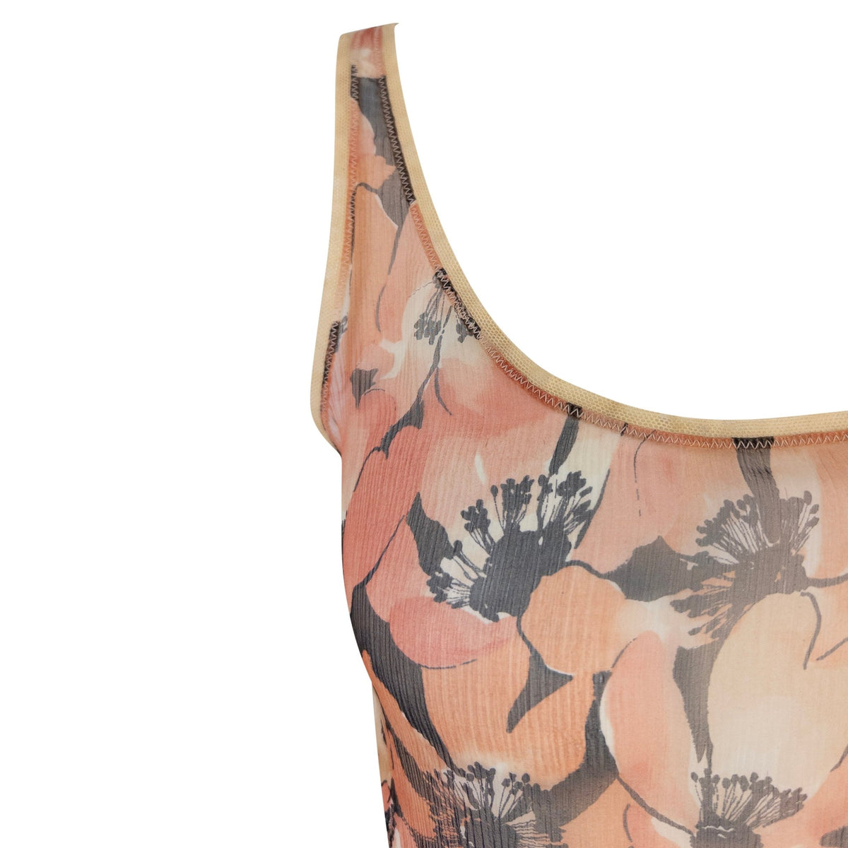 F/W 2000 Prada Sheer Crepe Silk Poppy Print Midi Dress - RealList