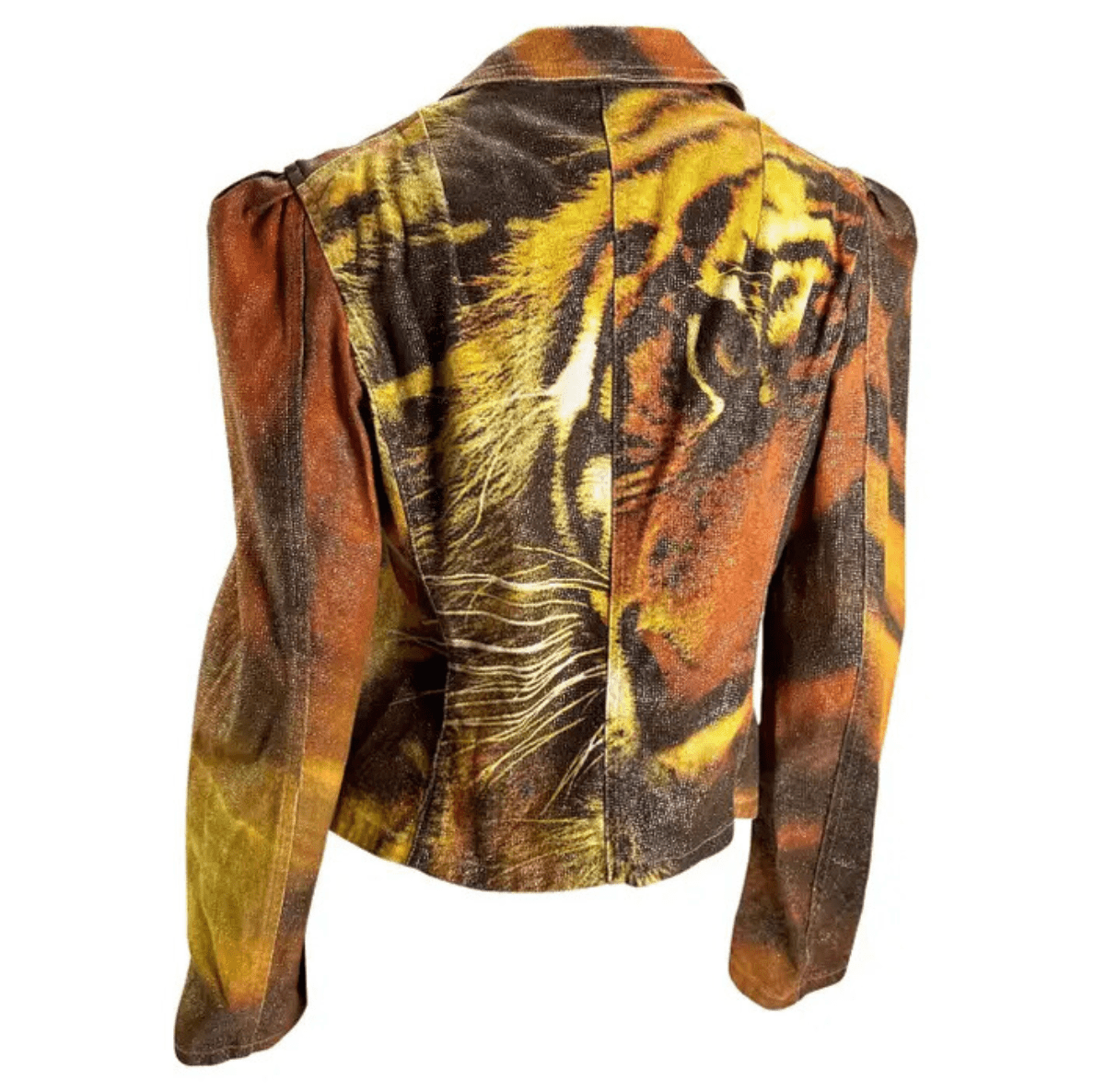 F/W 2000 Roberto Cavalli Glitter Tiger Print Orange Jacket Blazer - RealList