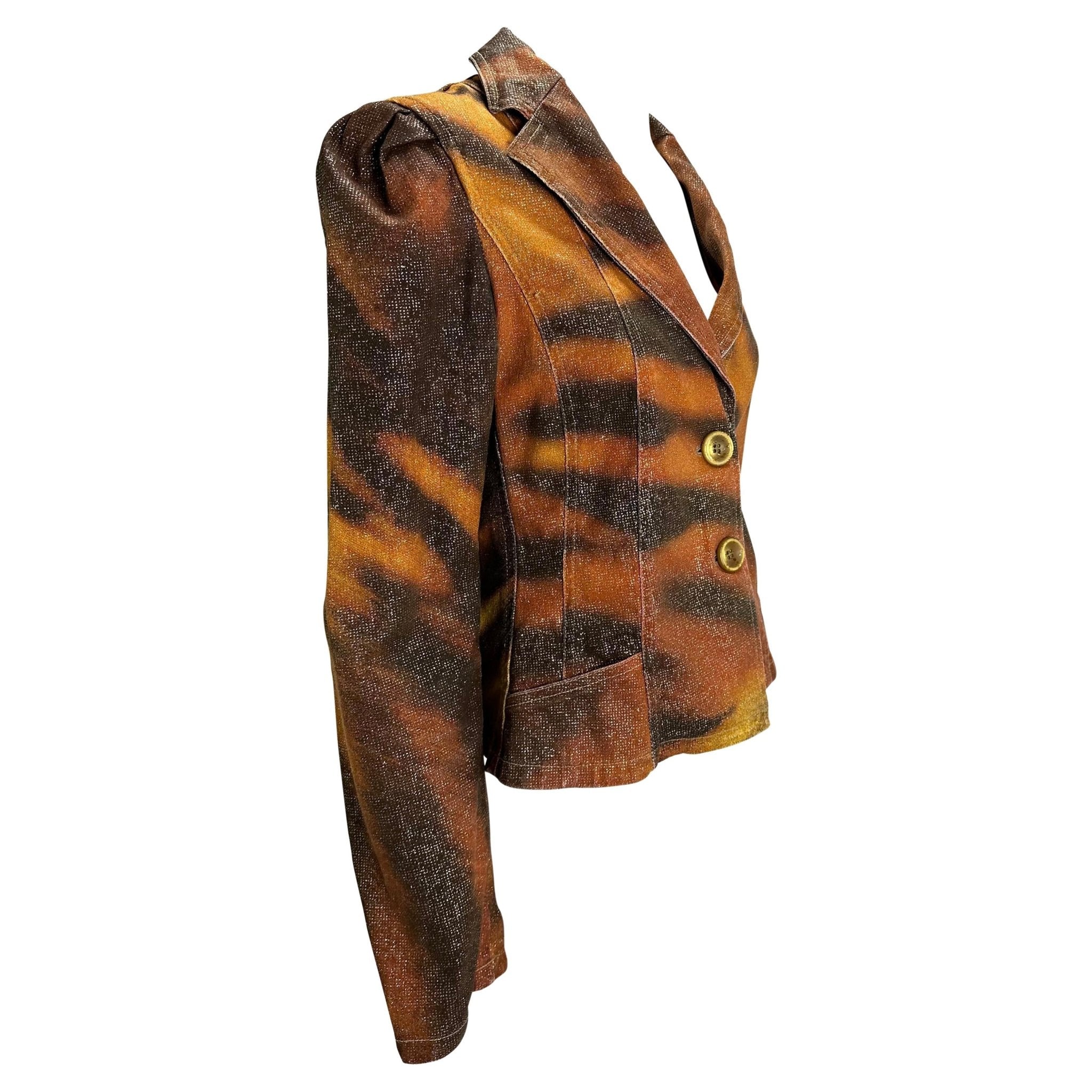 F/W 2000 Roberto Cavalli Glitter Tiger Print Orange Jacket Blazer - RealList