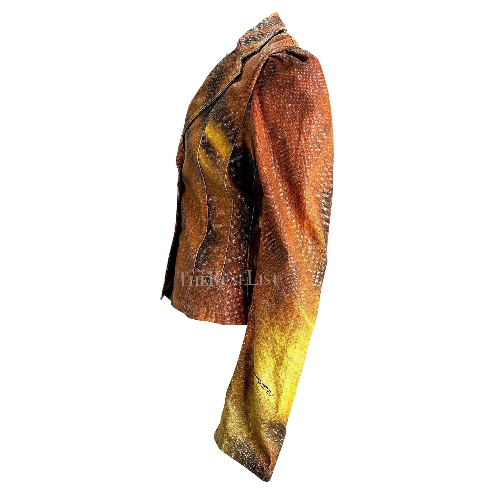 F/W 2000 Roberto Cavalli Glitter Tiger Print Orange Jacket Blazer - RealList