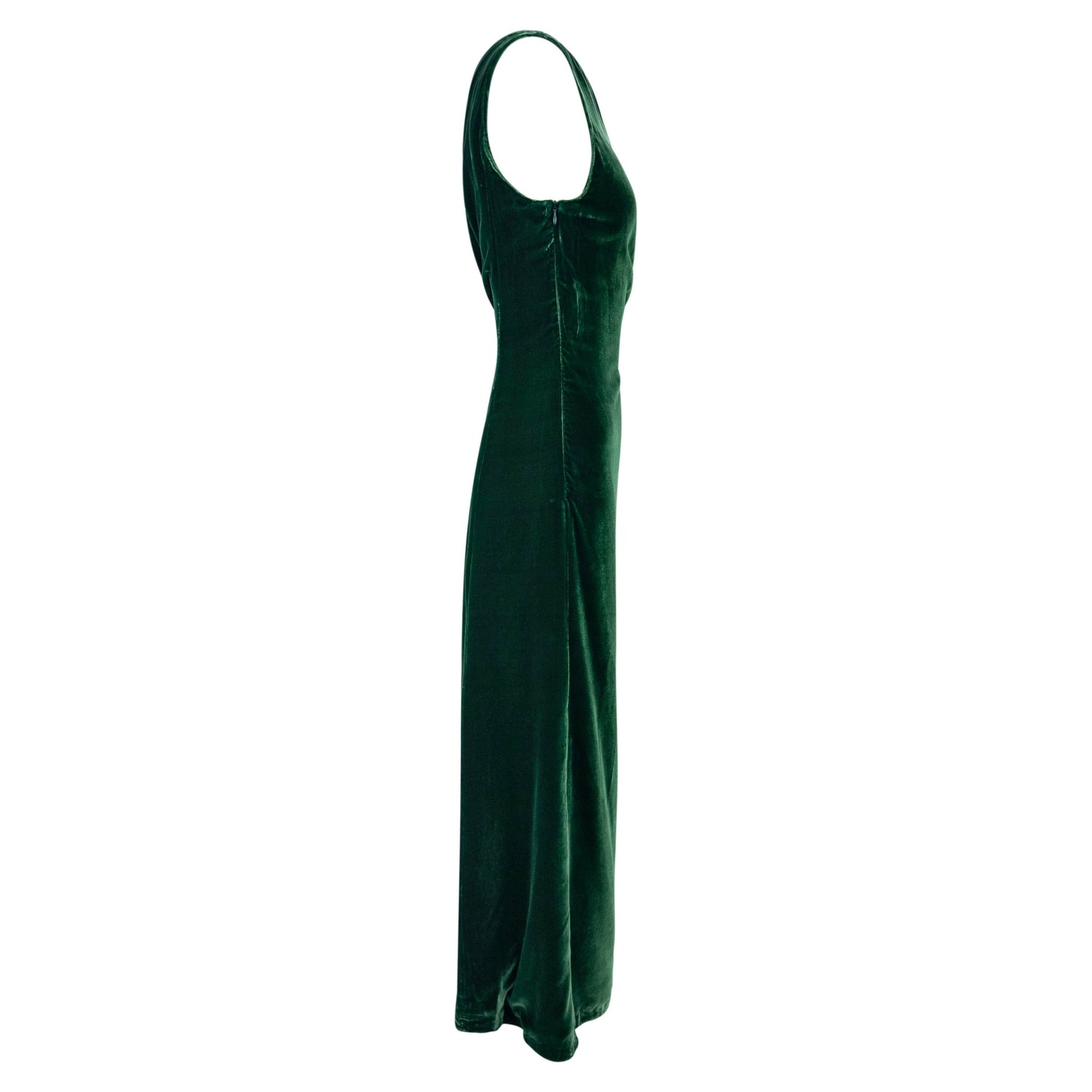 F/W 2000 Thierry Mugler Runway Surrealist Cat Eye Brooch Green Velvet Evening Gown - RealList