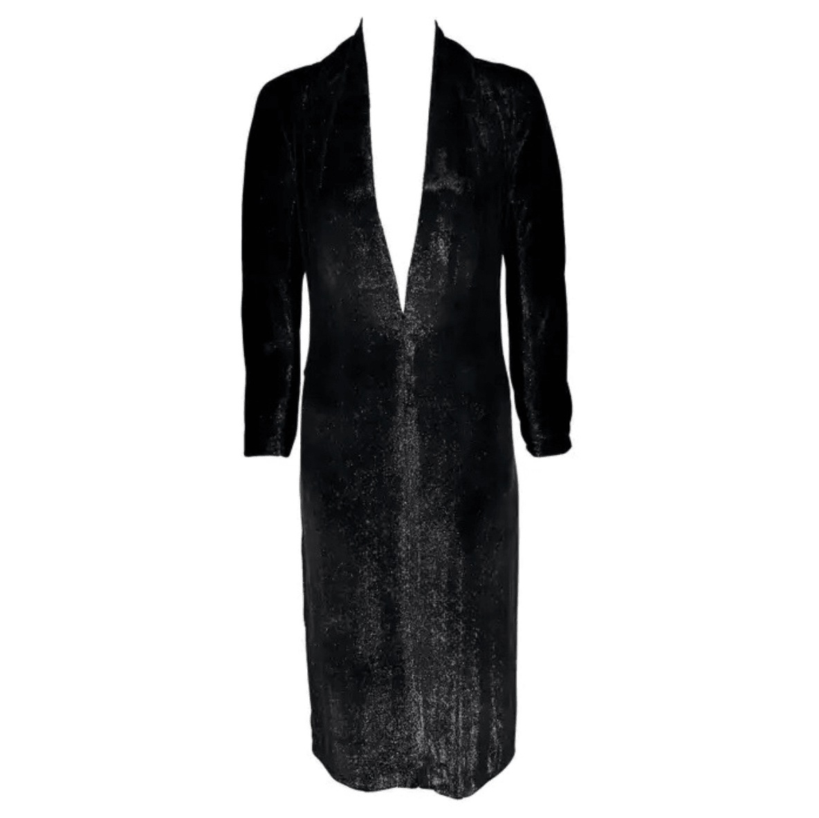 F/W 2000 Yves Saint Laurent by Alber Elbaz Black Sparkle Plunging Runway Dress - RealList
