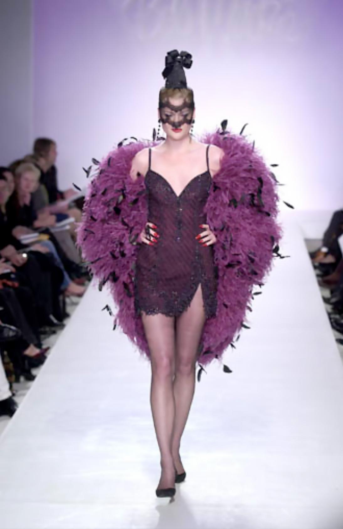 F/W 2001 Bob Mackie 'Foreign Intrigue' Runway Beaded Purple Mini Slip Dress - RealList