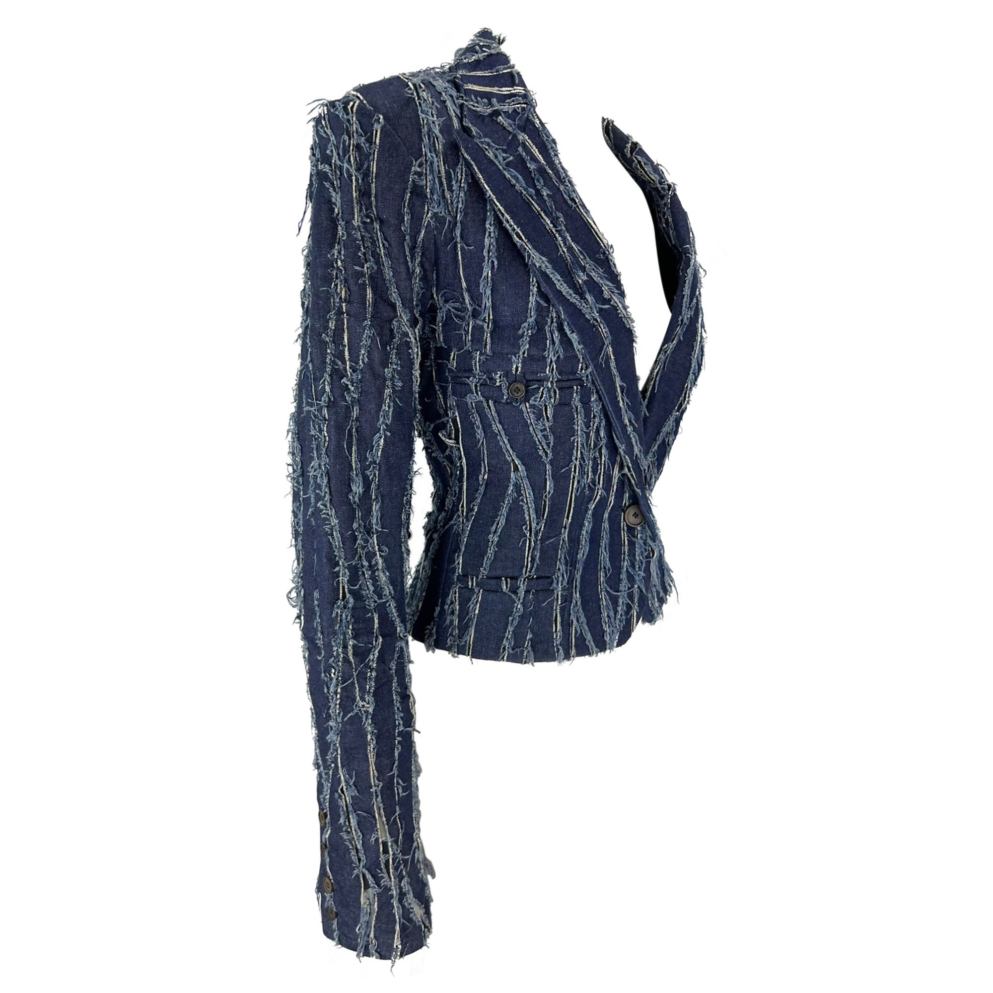 F/W 2001 Christian Dior by John Galliano Distressed Denim Panel Sheer Jacket - RealList