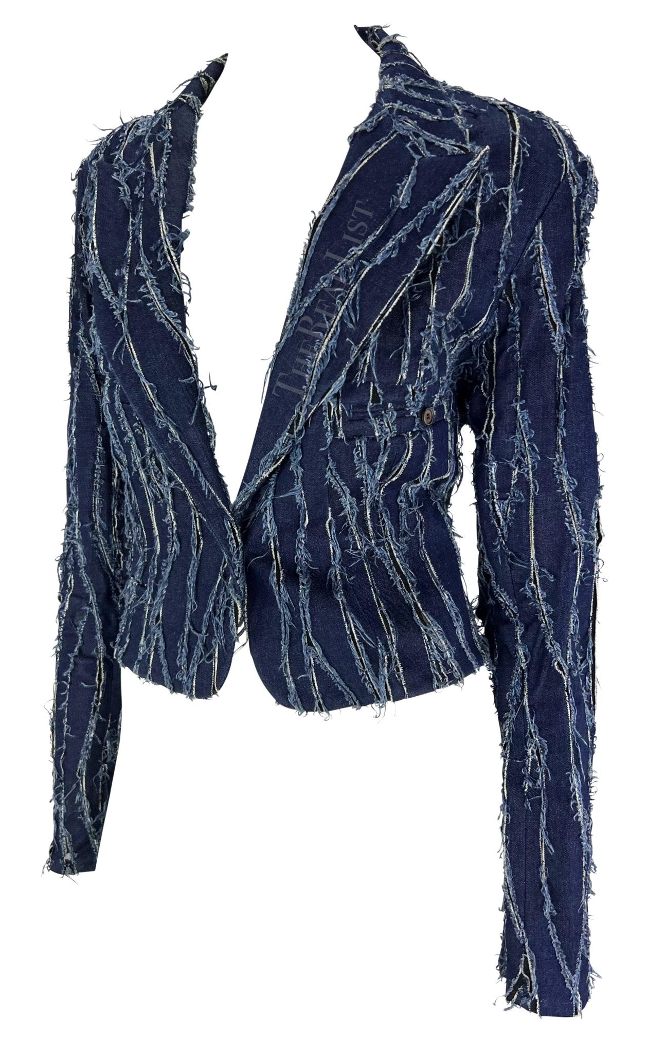 F/W 2001 Christian Dior by John Galliano Distressed Denim Panel Sheer Jacket - RealList