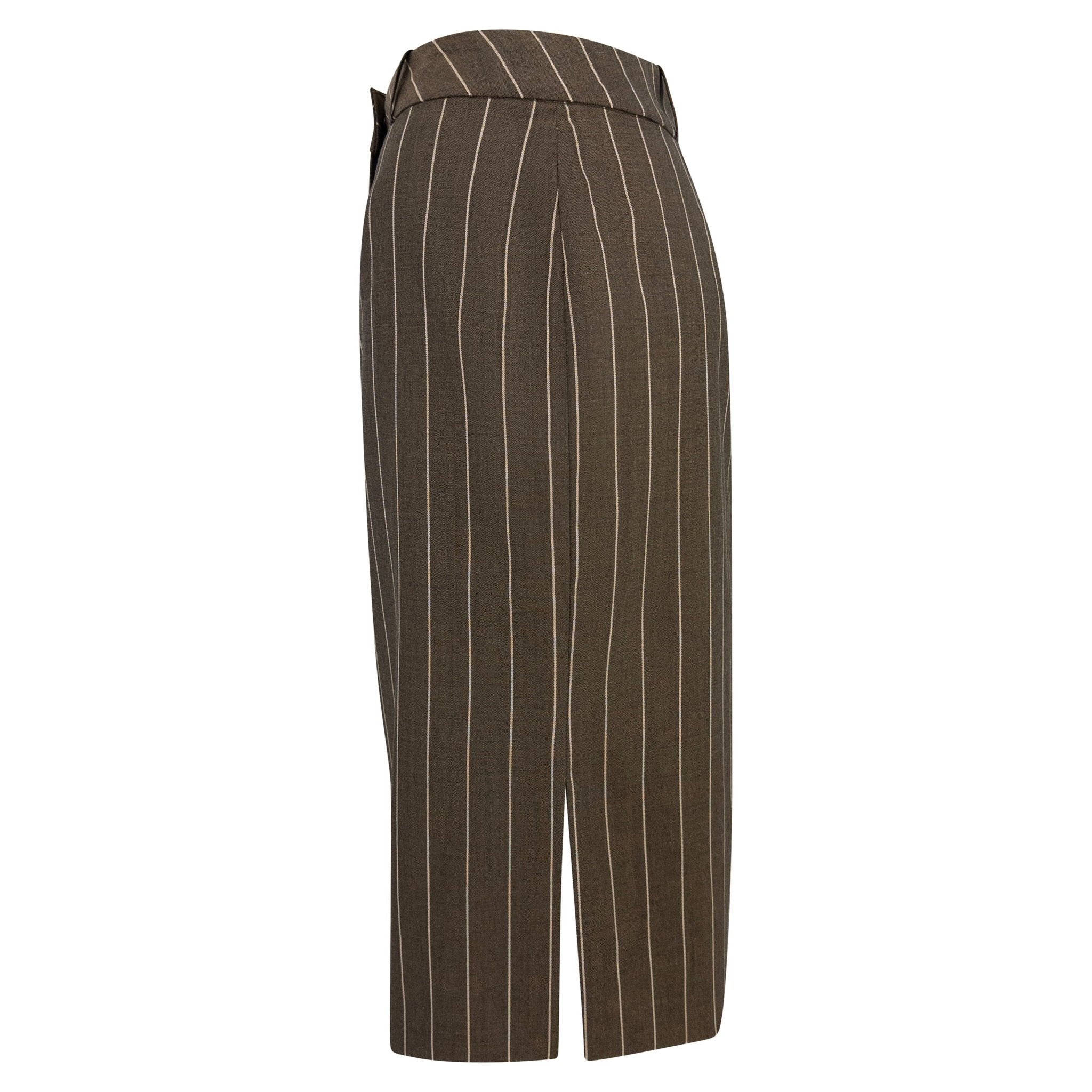 F/W 2001 Christian Dior by John Galliano Grey Green Pinstripe Silk Skirt - RealList