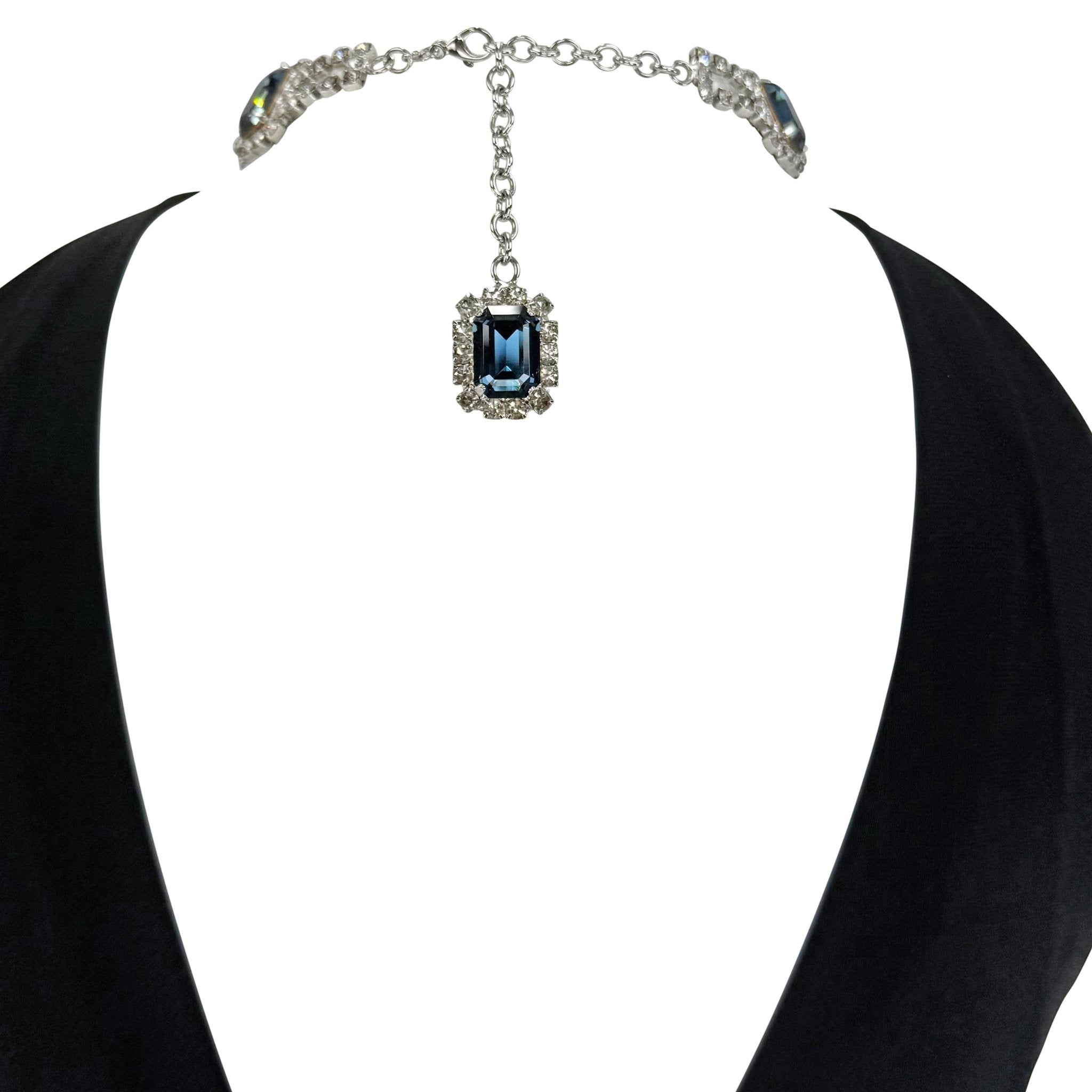F/W 2001 Dolce & Gabbana Rhinestone Necklace Black Stretch Sleeveless Top - RealList