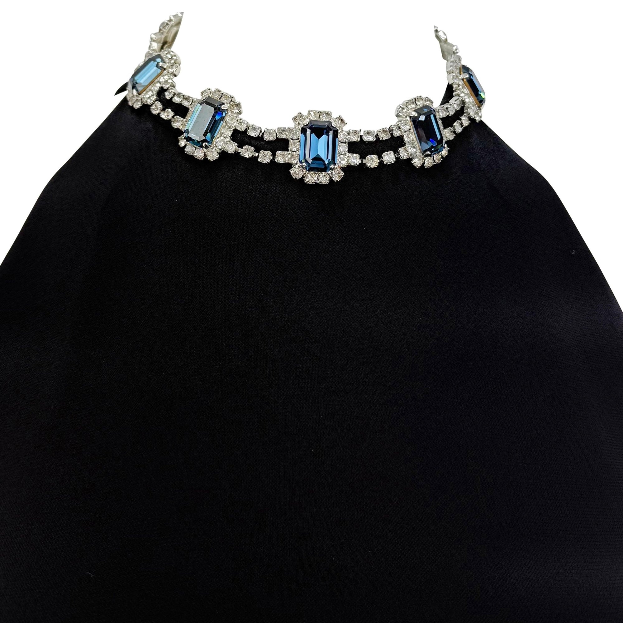 F/W 2001 Dolce & Gabbana Rhinestone Necklace Black Stretch Sleeveless Top - RealList