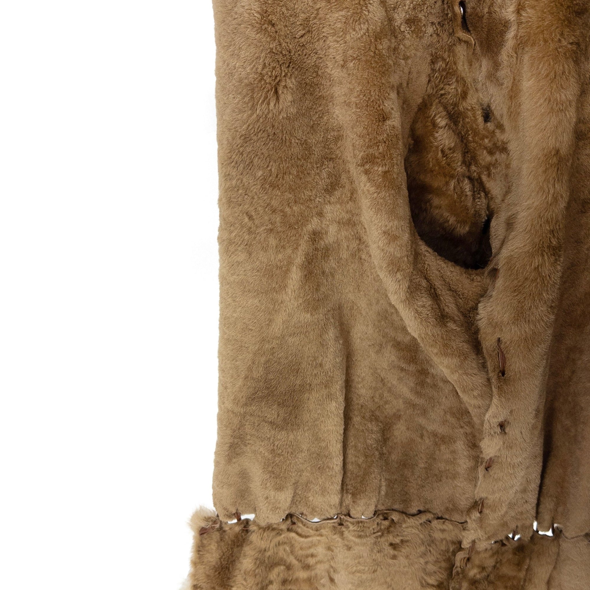 F/W 2001 Dolce & Gabbana Runway Tan Shearling Fur Suede Whipstitch Jacket - RealList