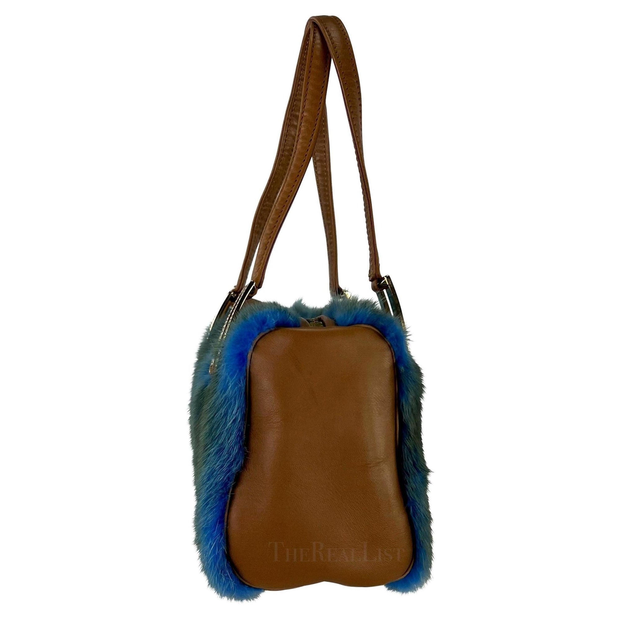 F/W 2001 Gianni Versace by Donatella Ad Blue Fur Rhinestone Mini Bag - RealList