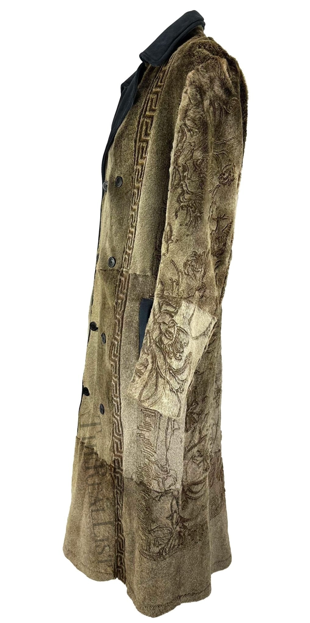 F/W 2001 Gianni Versace by Donatella Mens Runway Brown Shaved Pony Hair Coat - RealList