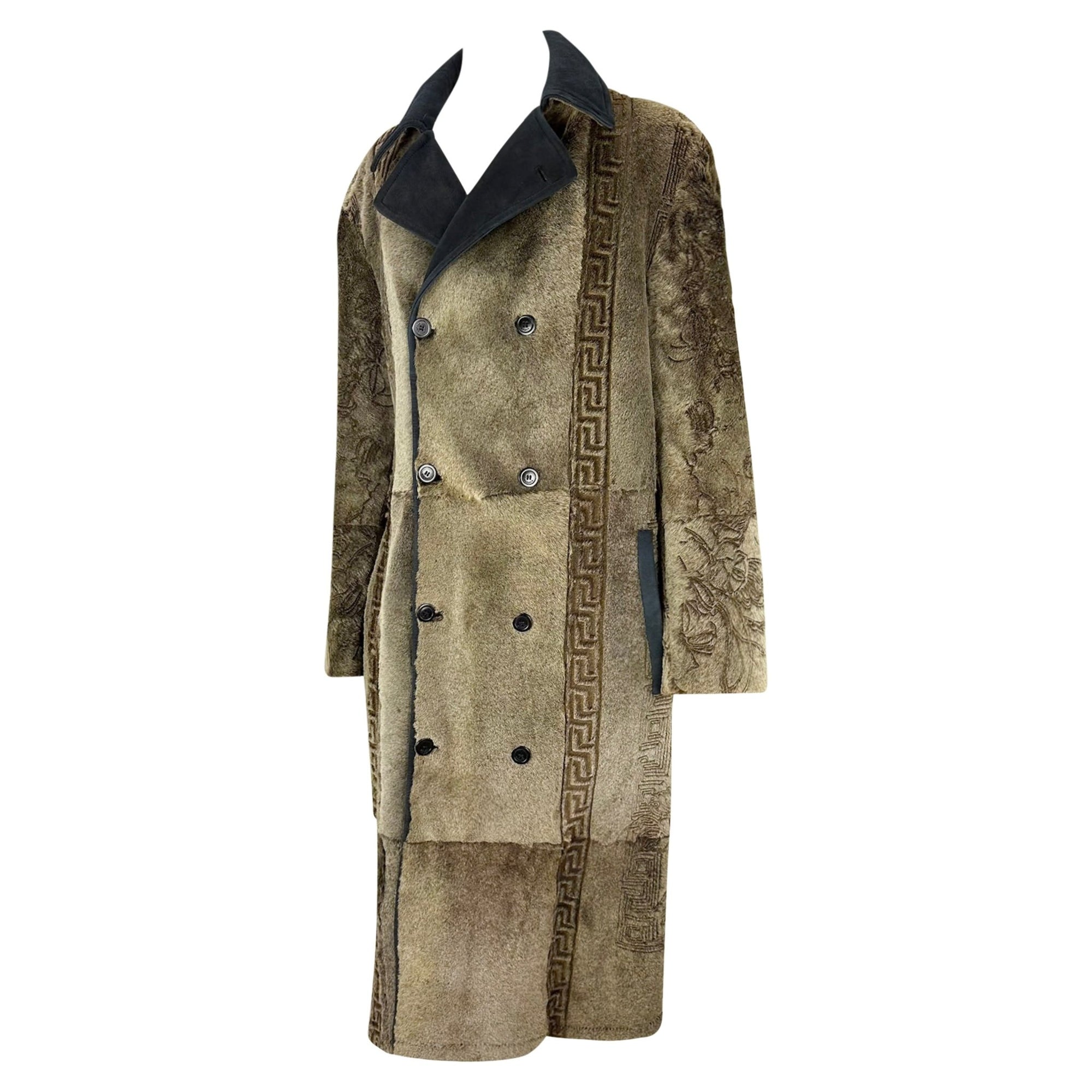 F/W 2001 Gianni Versace by Donatella Mens Runway Brown Shaved Pony Hair Coat - RealList