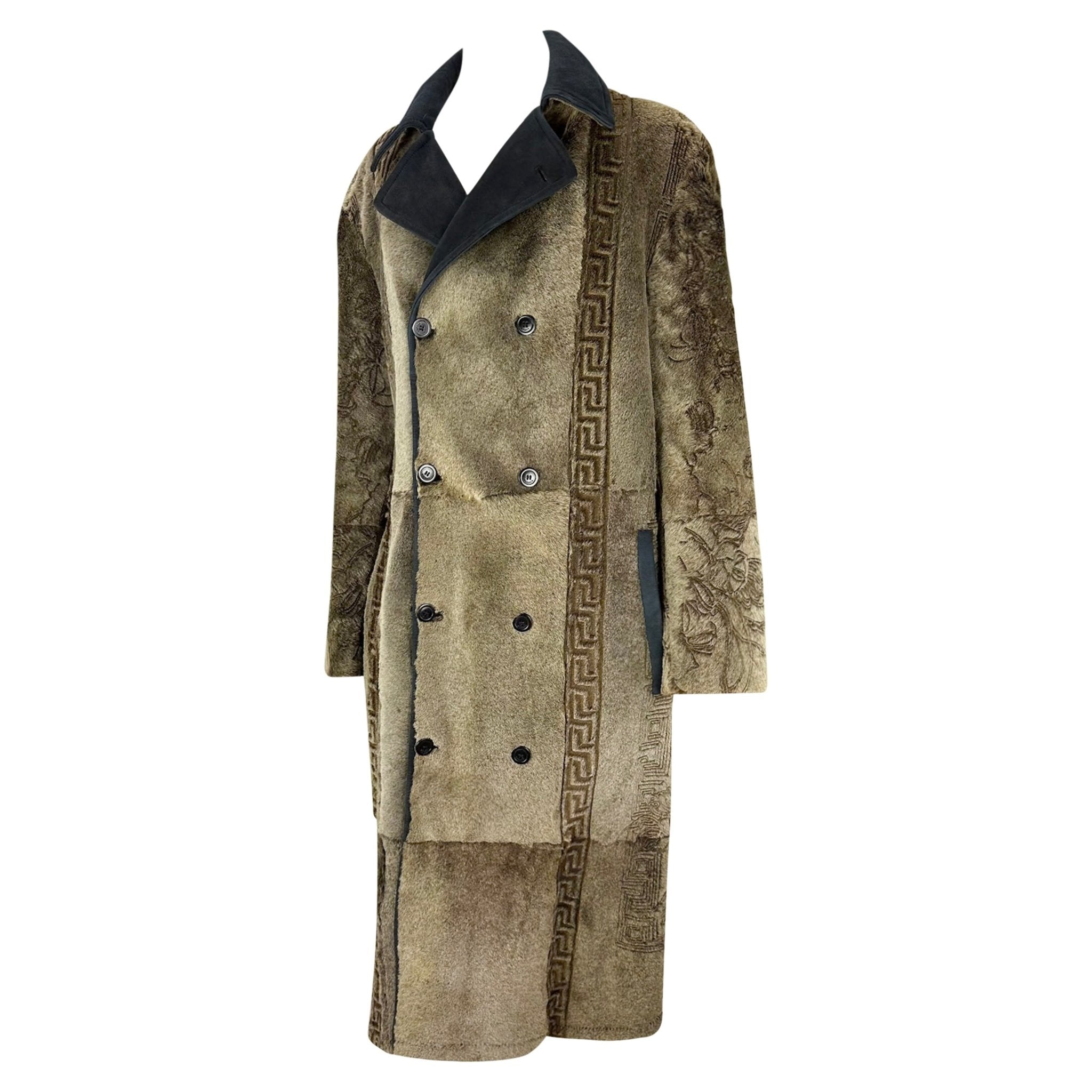 F/W 2001 Gianni Versace by Donatella Mens Runway Brown Shaved Pony Hair Coat - RealList