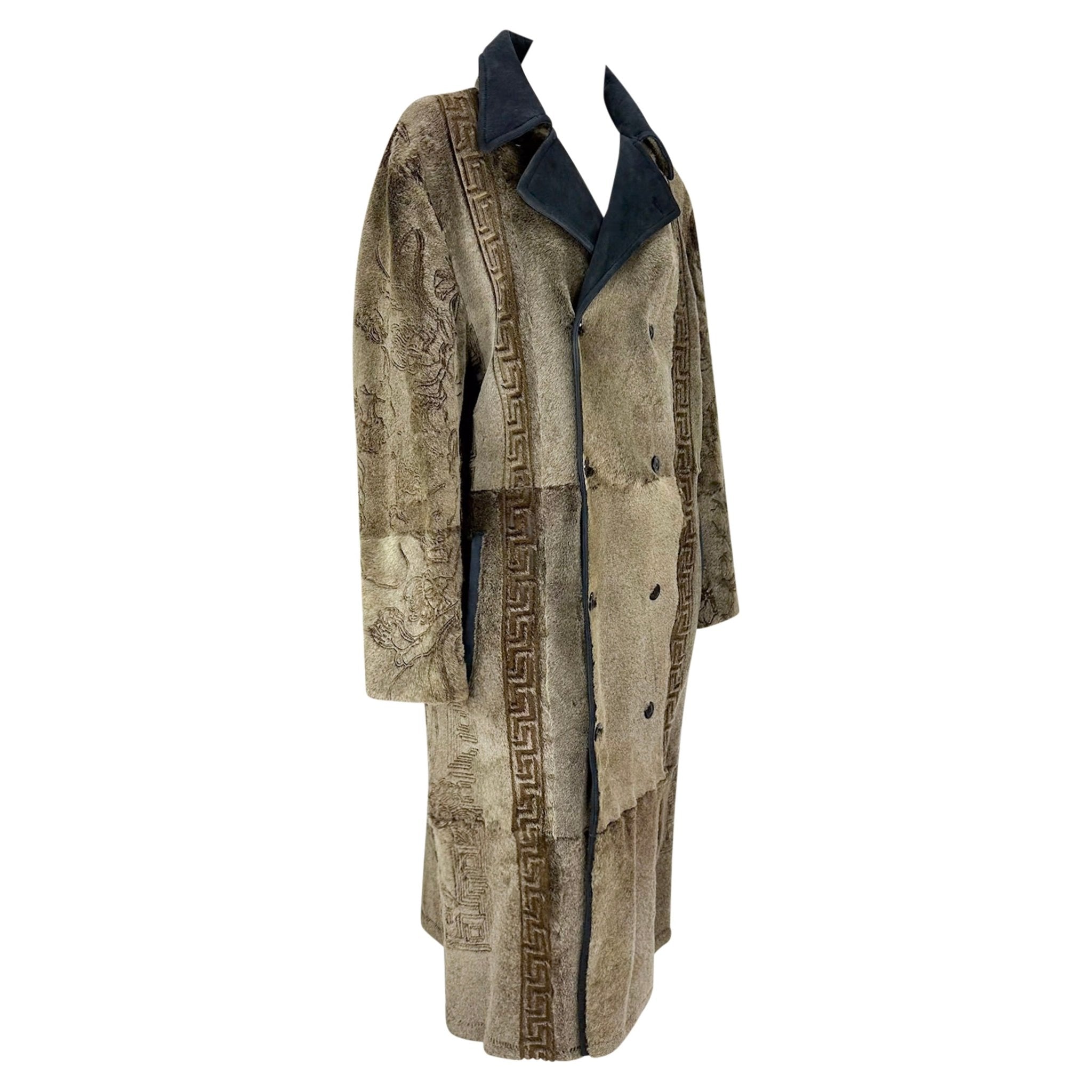 F/W 2001 Gianni Versace by Donatella Mens Runway Brown Shaved Pony Hair Coat - RealList