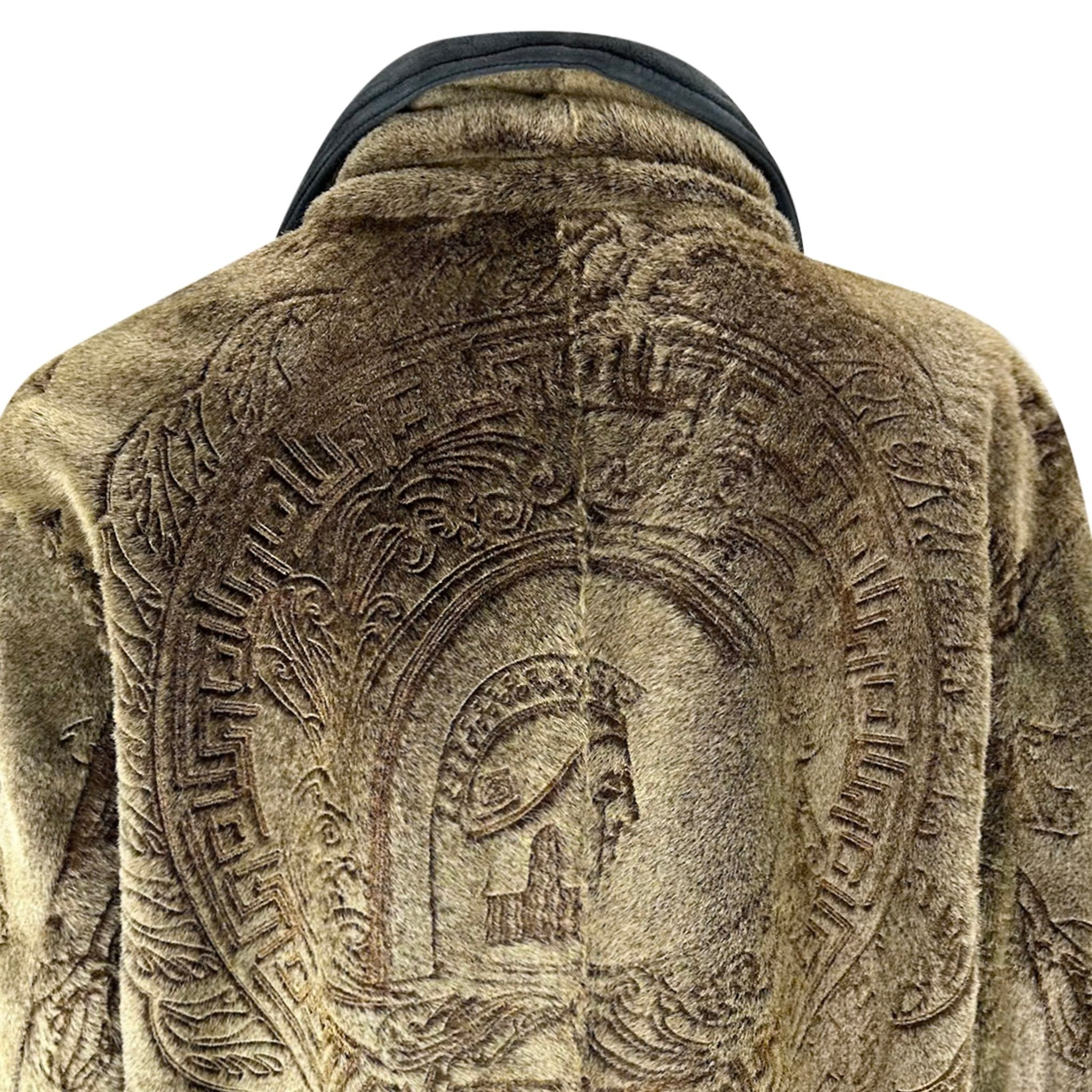 F/W 2001 Gianni Versace by Donatella Mens Runway Brown Shaved Pony Hair Coat - RealList