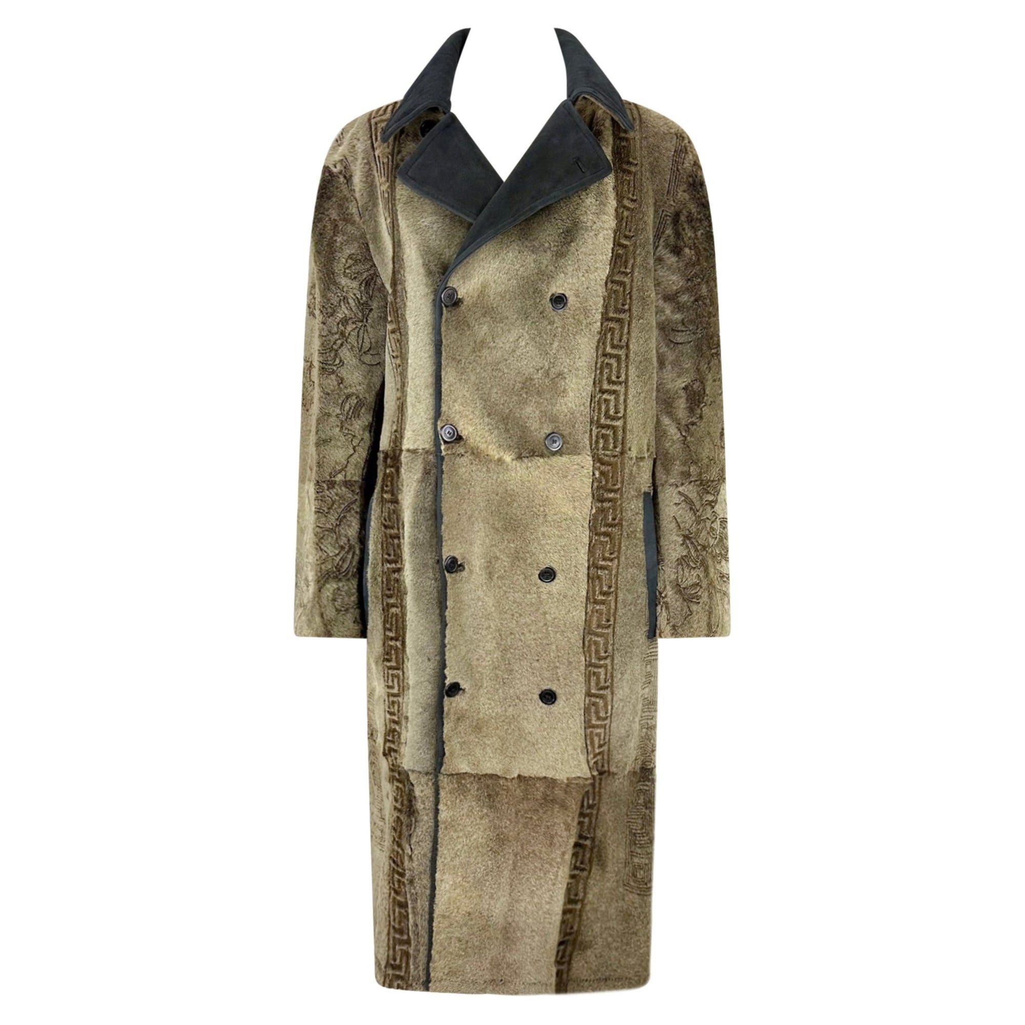 F/W 2001 Gianni Versace by Donatella Mens Runway Brown Shaved Pony Hair Coat - RealList