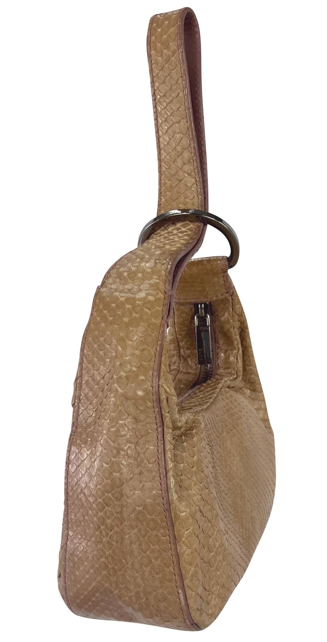 F/W 2001 Gucci by Tom Ford Beige Snakeskin Ring Wristlet Mini Evening Bag - RealList