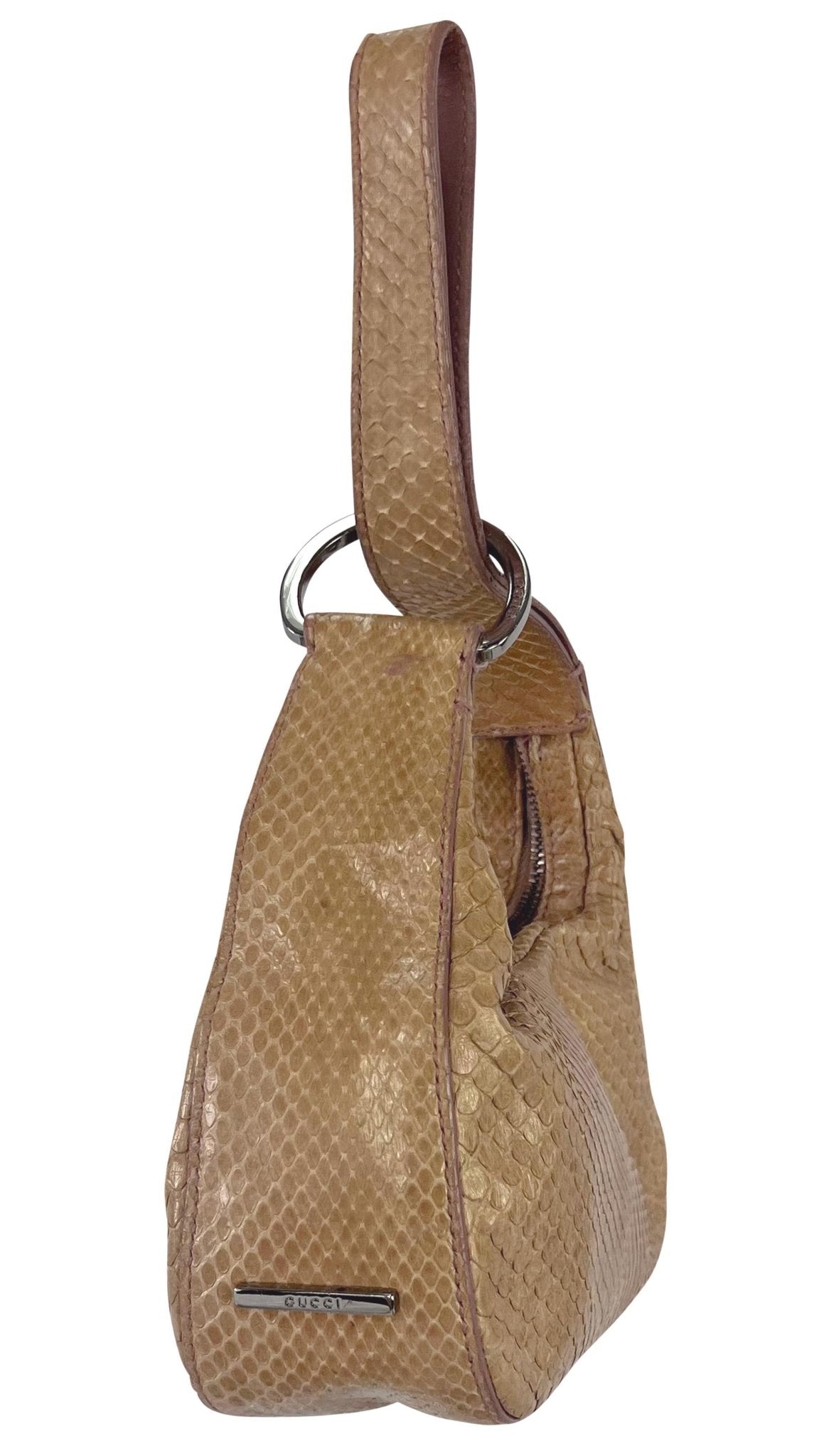 F/W 2001 Gucci by Tom Ford Beige Snakeskin Ring Wristlet Mini Evening Bag - RealList