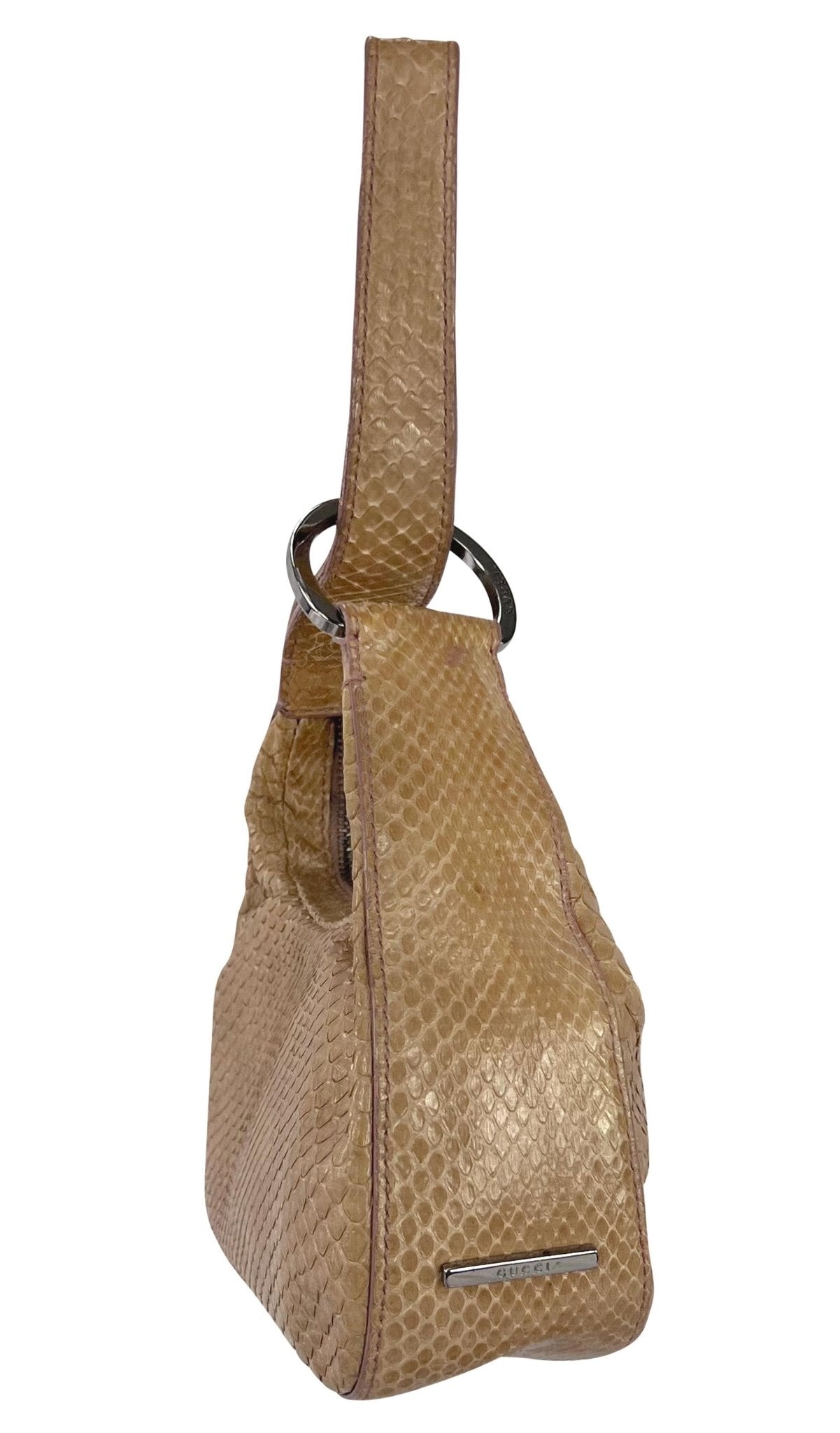 F/W 2001 Gucci by Tom Ford Beige Snakeskin Ring Wristlet Mini Evening Bag - RealList