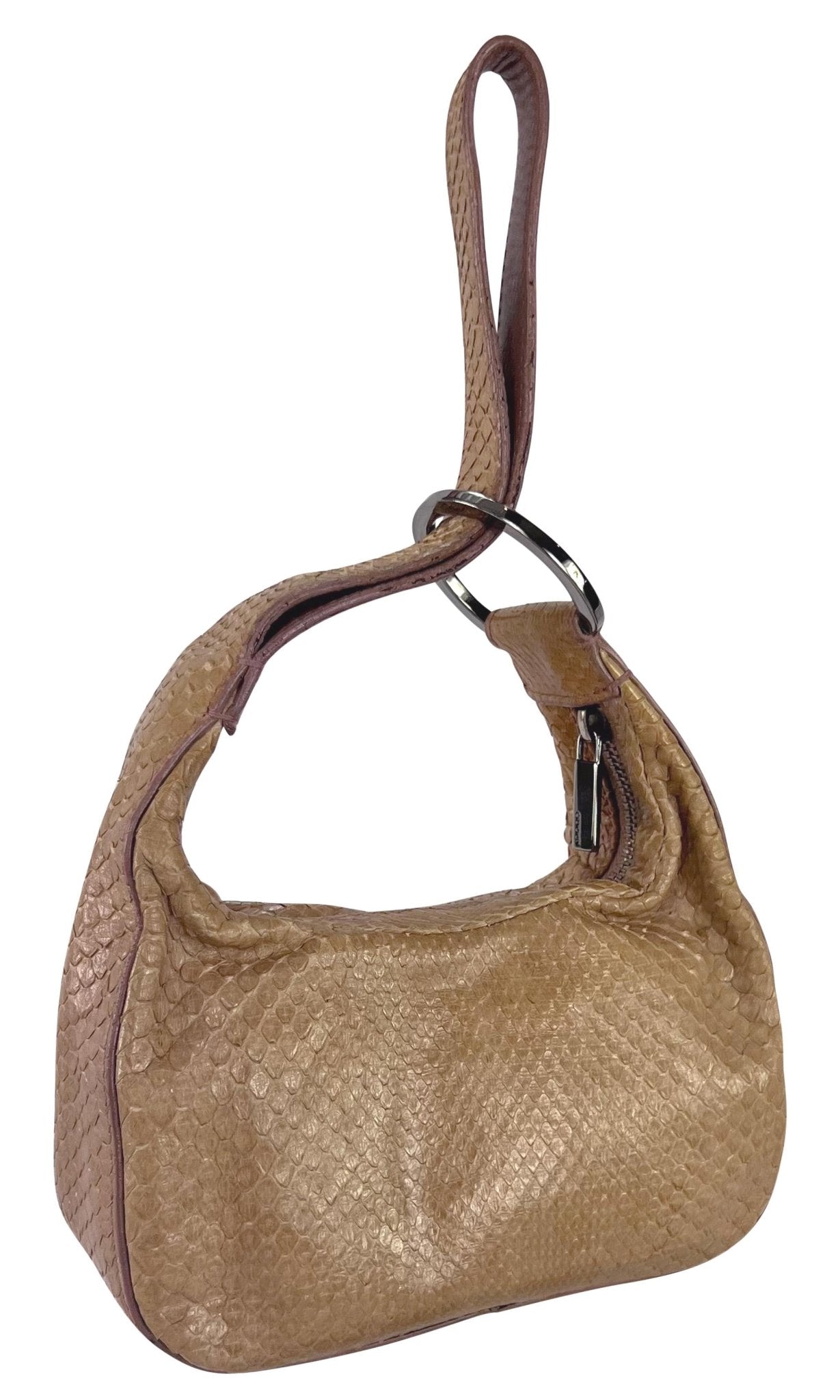 F/W 2001 Gucci by Tom Ford Beige Snakeskin Ring Wristlet Mini Evening Bag - RealList