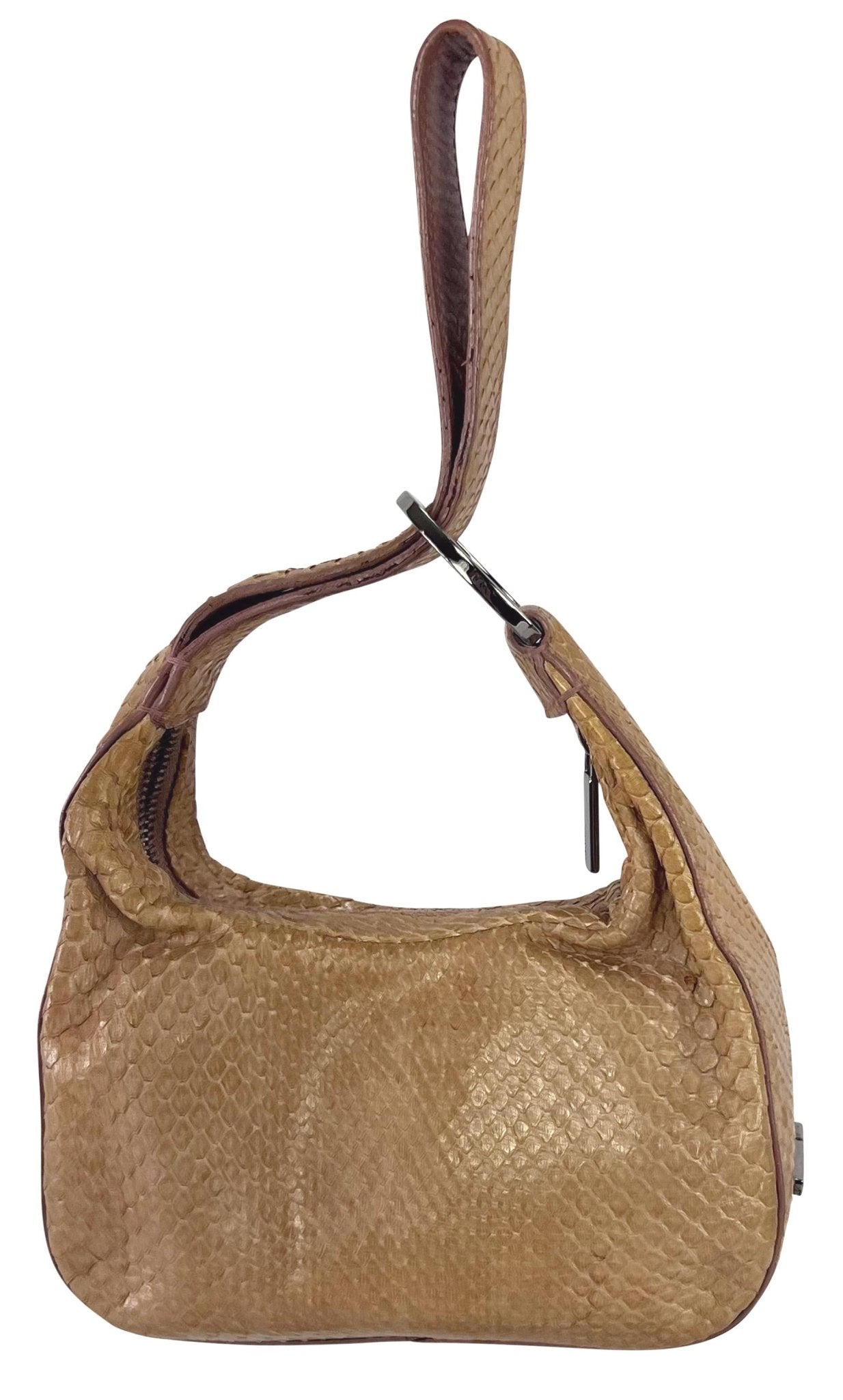 F/W 2001 Gucci by Tom Ford Beige Snakeskin Ring Wristlet Mini Evening Bag - RealList