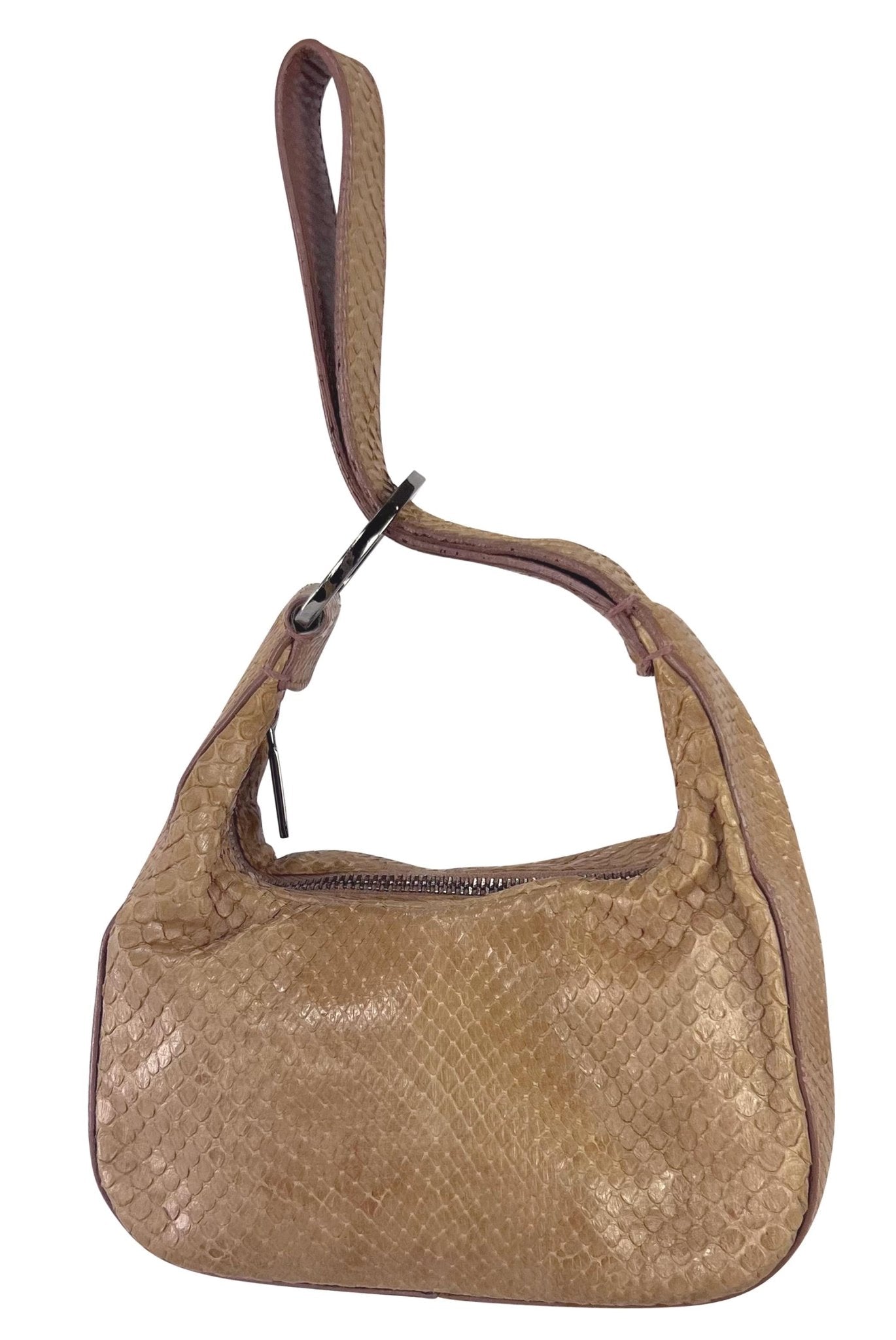 F/W 2001 Gucci by Tom Ford Beige Snakeskin Ring Wristlet Mini Evening Bag - RealList