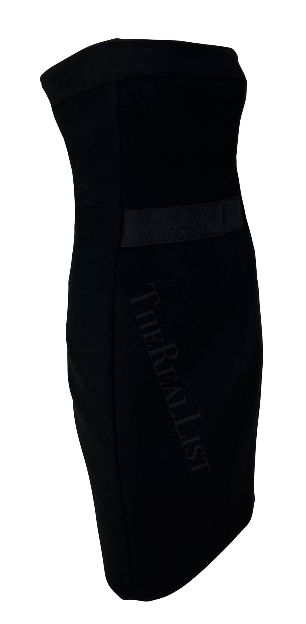 F/W 2001 Gucci by Tom Ford Corseted Black Strapless Tube Mini Dress - RealList