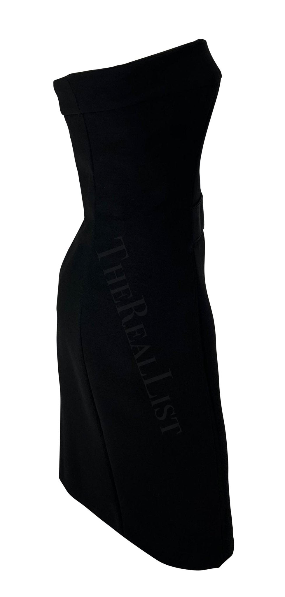 F/W 2001 Gucci by Tom Ford Corseted Black Strapless Tube Mini Dress - RealList