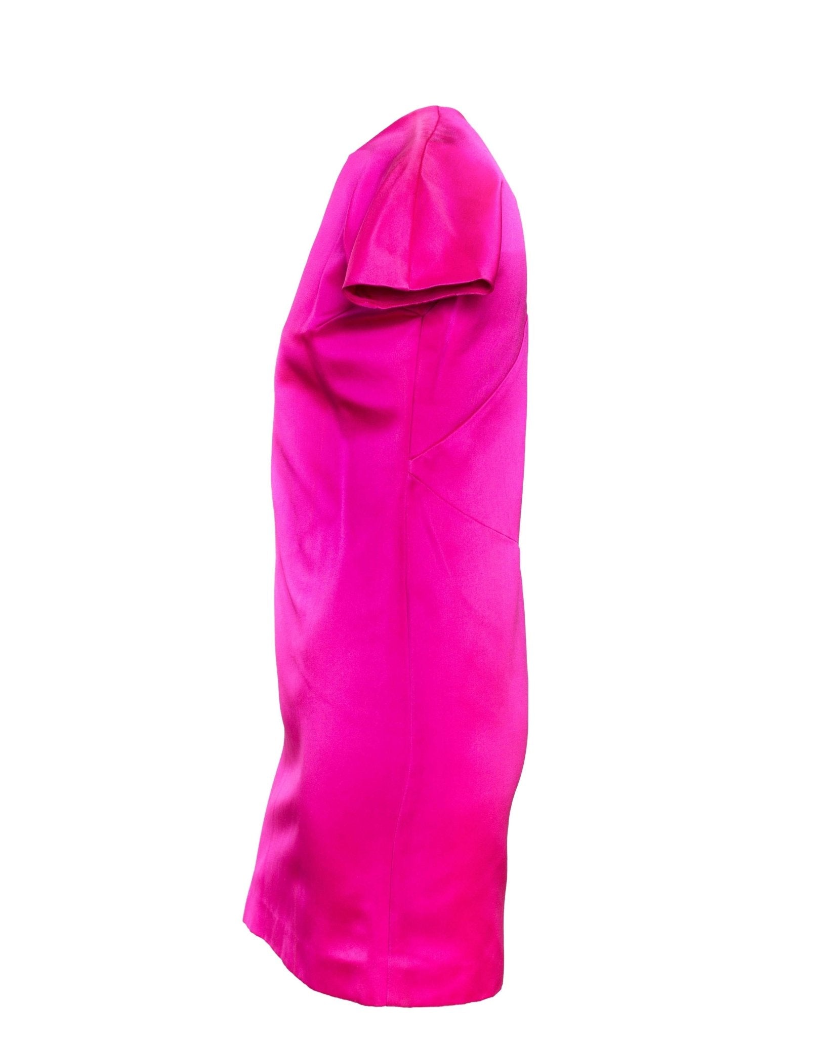 F/W 2001 Gucci by Tom Ford Hot Pink Silk Satin Zipper Mini Dress Runway - RealList