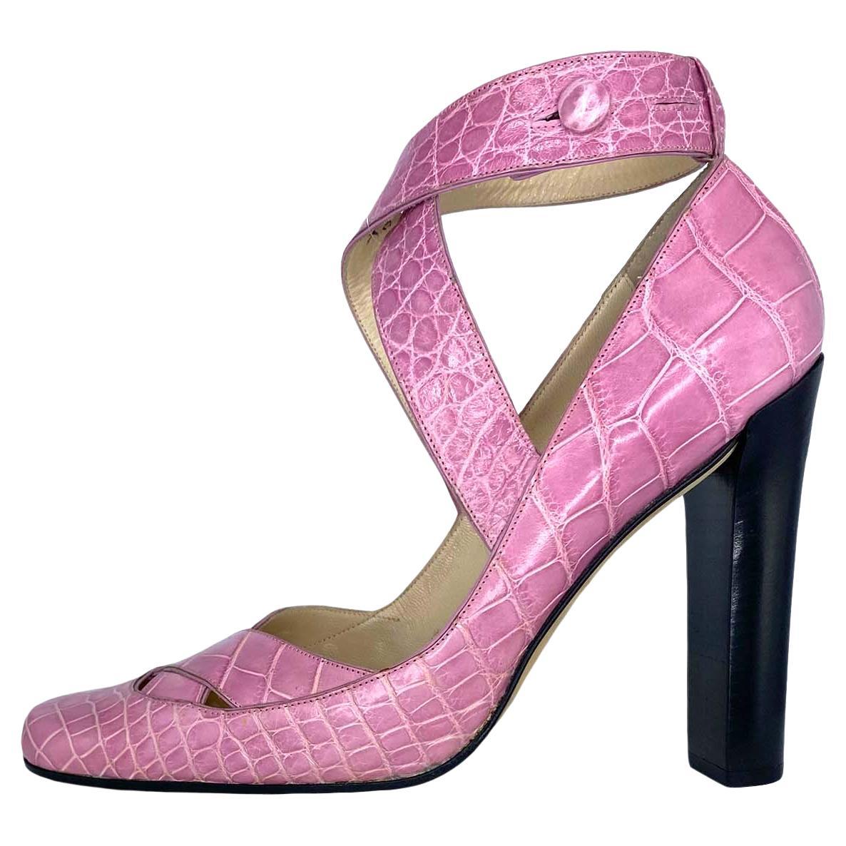 F/W 2001 Gucci by Tom Ford Pink Alligator Ballet Style 5" Heels - RealList