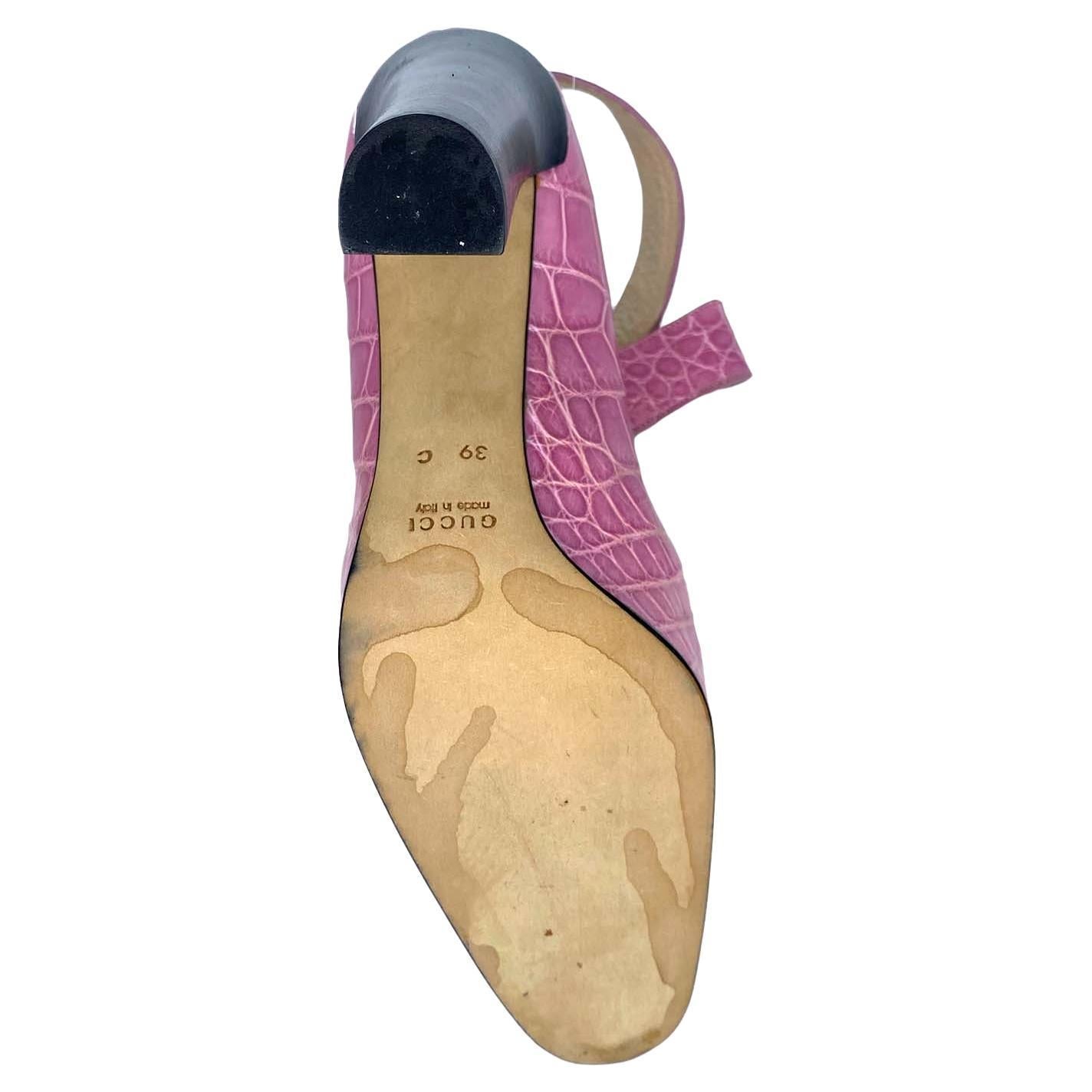 F/W 2001 Gucci by Tom Ford Pink Alligator Ballet Style 5" Heels - RealList