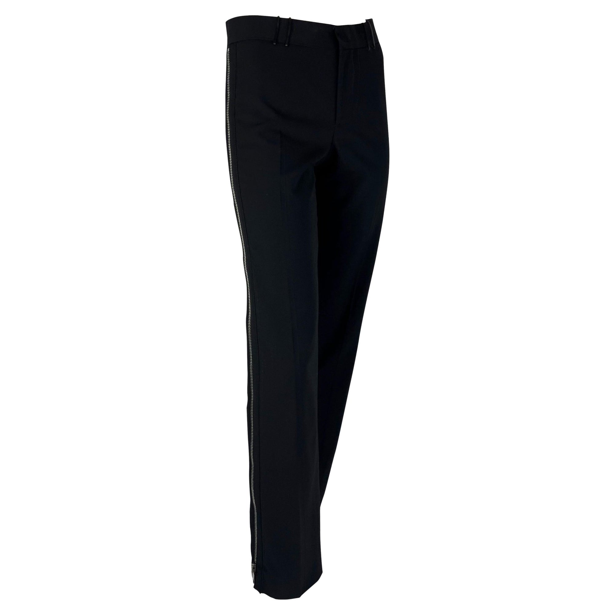 F/W 2001 Gucci by Tom Ford Runway Asymmetric Side Zip - Up Black Wool Pants - RealList
