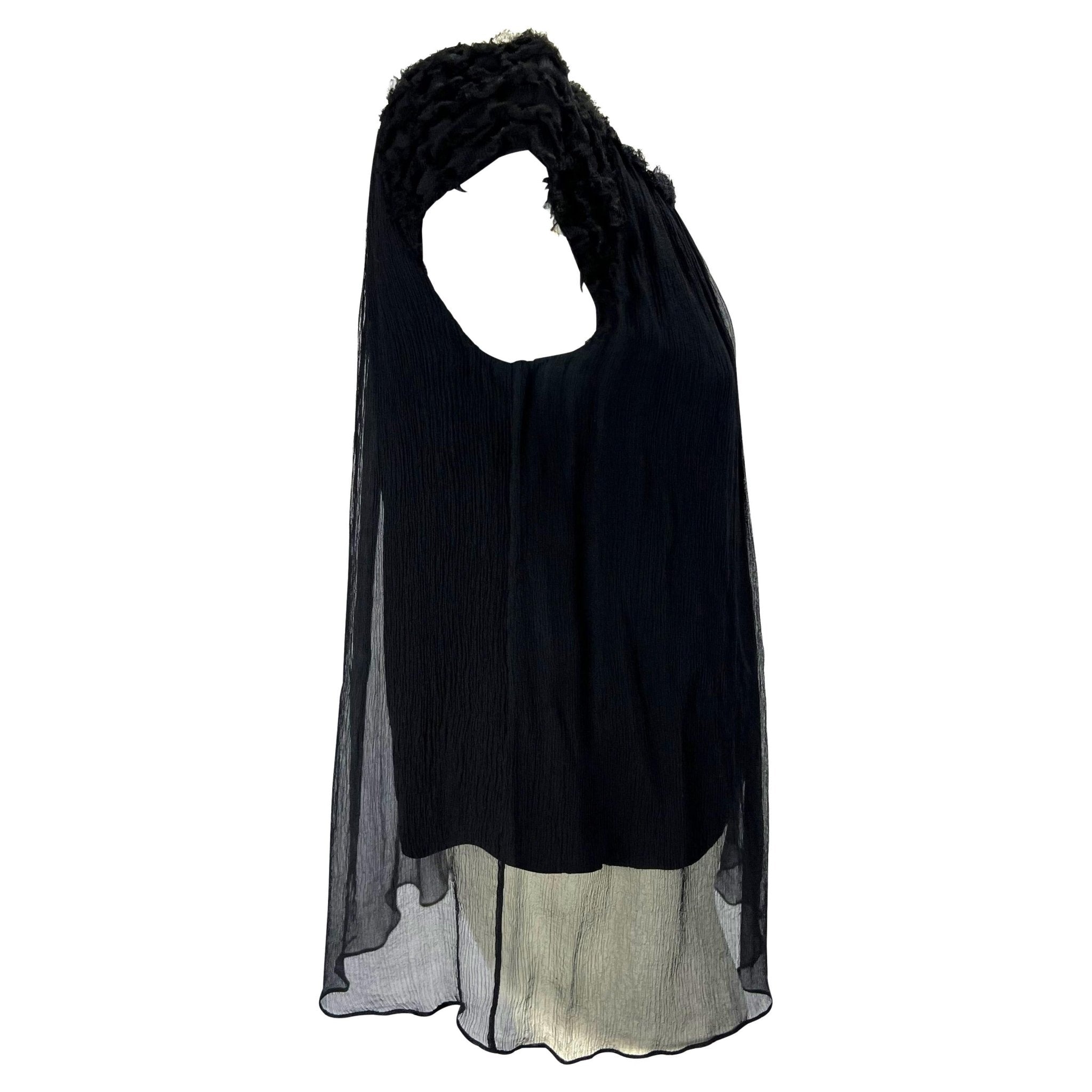 F/W 2001 Gucci by Tom Ford Runway Black Crepe Silk Chiffon Sheer Blouse - RealList