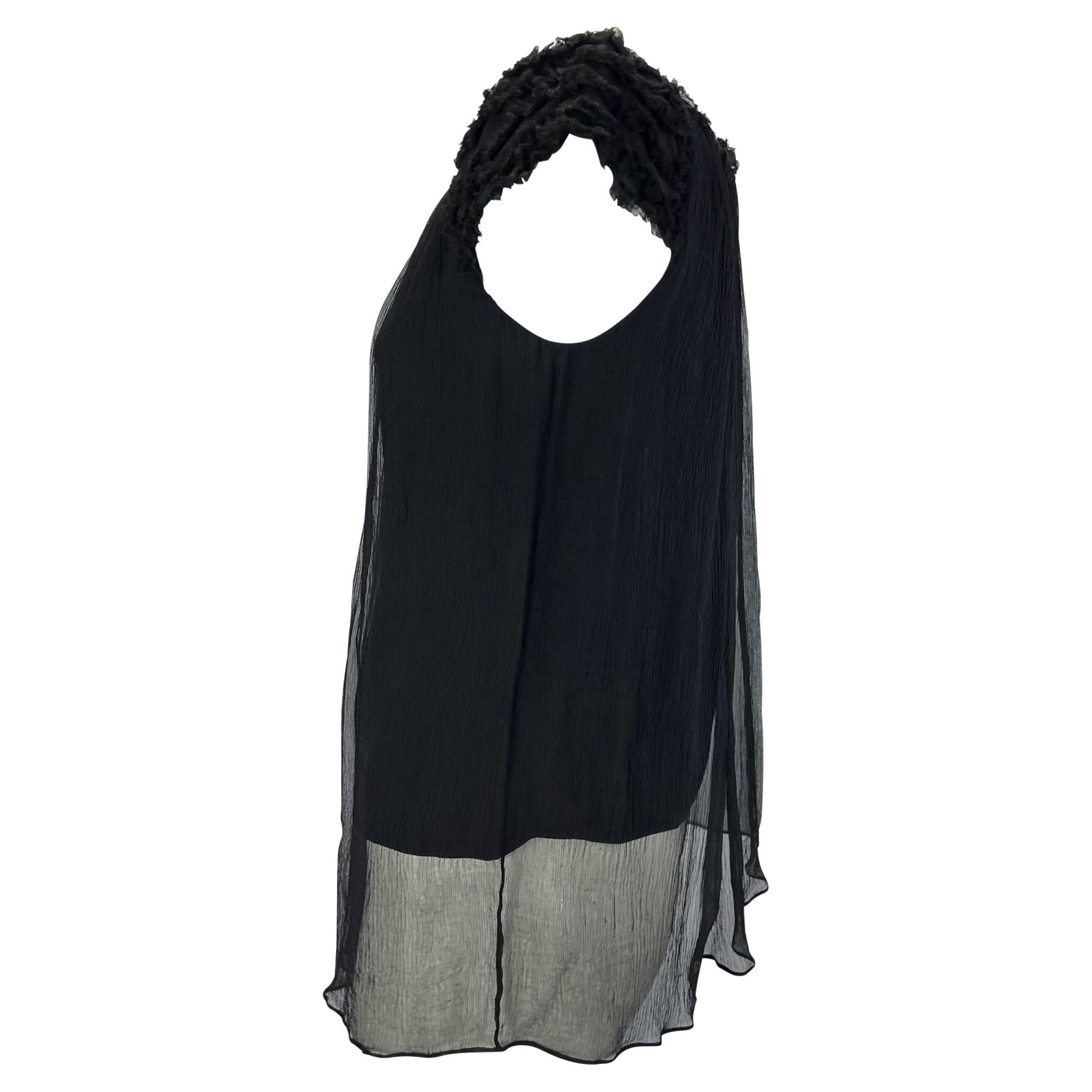 F/W 2001 Gucci by Tom Ford Runway Black Crepe Silk Chiffon Sheer Blouse - RealList