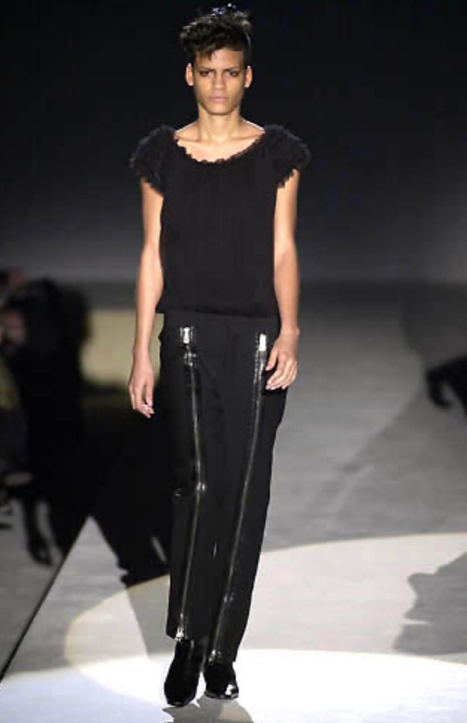 F/W 2001 Gucci by Tom Ford Runway Black Crepe Silk Chiffon Sheer Blouse - RealList