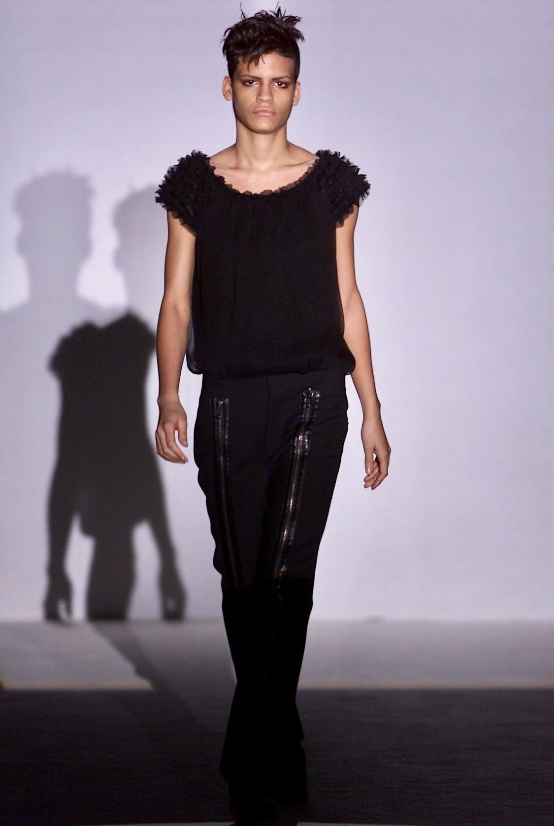 F/W 2001 Gucci by Tom Ford Runway Black Crepe Silk Chiffon Sheer Blouse - RealList