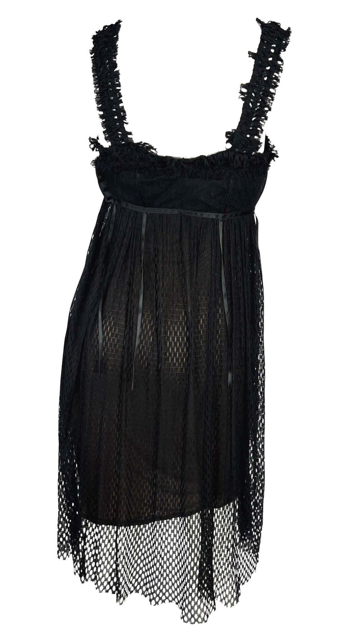 F/W 2001 Gucci by Tom Ford Runway Black Mesh External Bralette Babydoll Dress - RealList