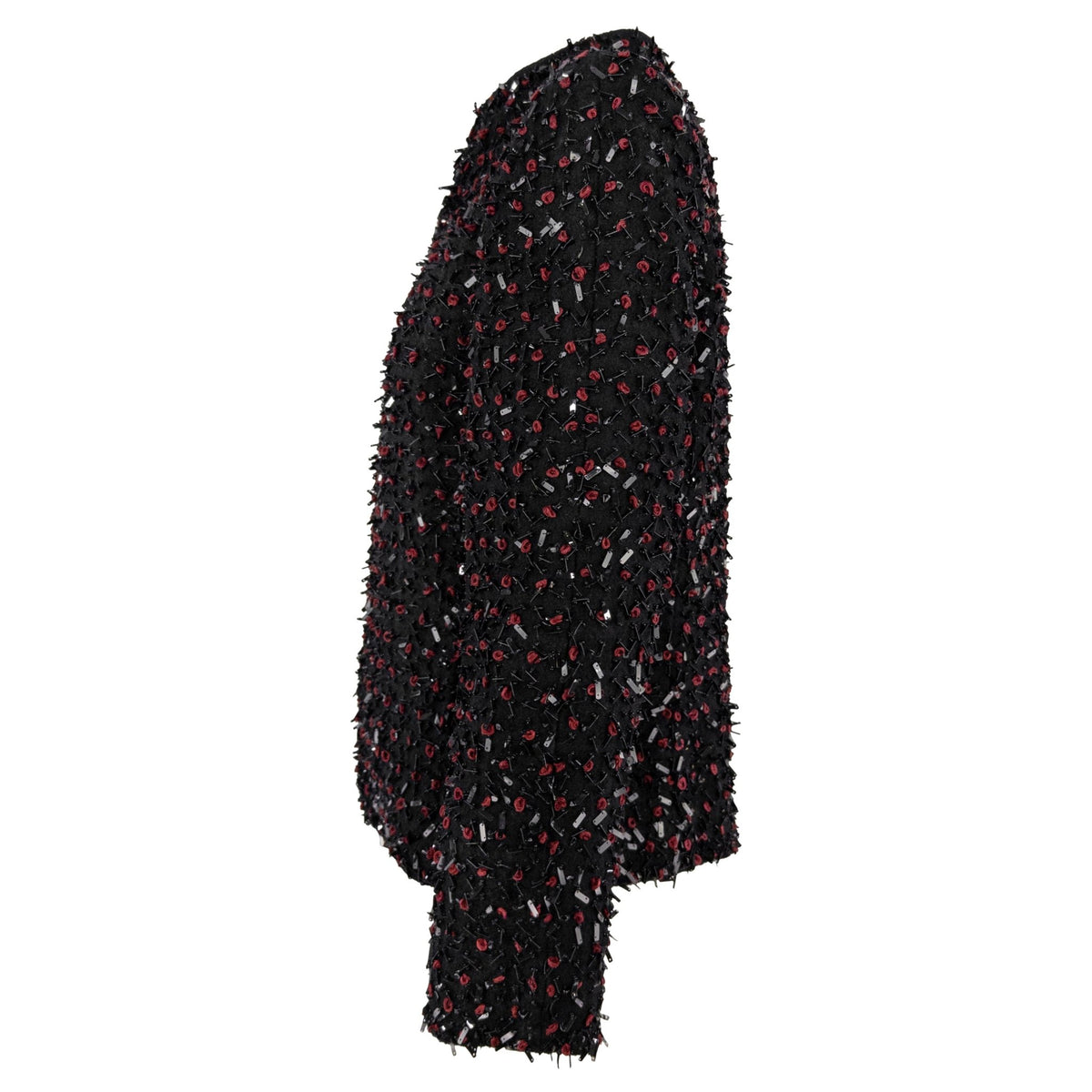 F/W 2001 Oscar de la Renta Runway Black Wool Red Beaded Evening Jacket Blazer - RealList