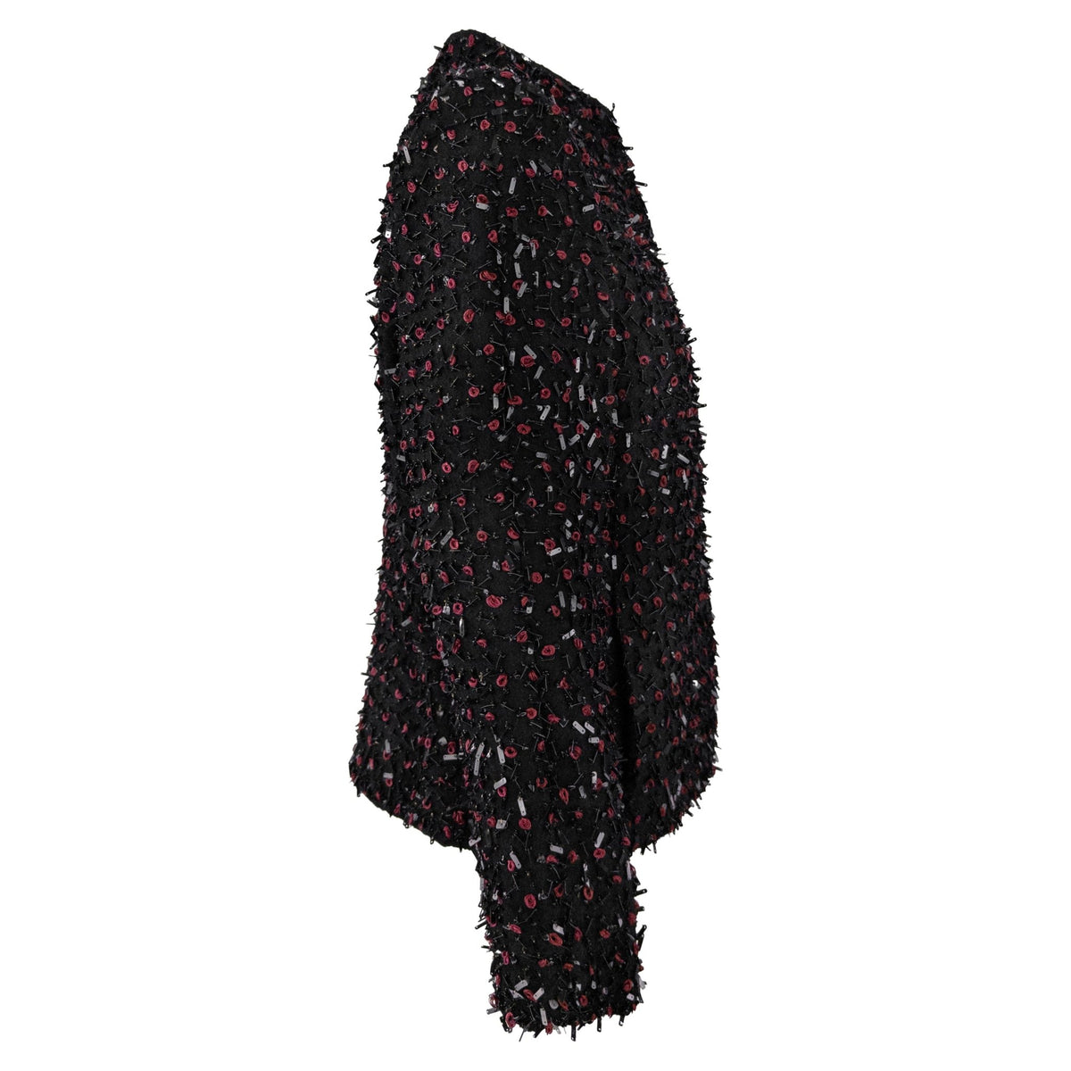 F/W 2001 Oscar de la Renta Runway Black Wool Red Beaded Evening Jacket Blazer - RealList