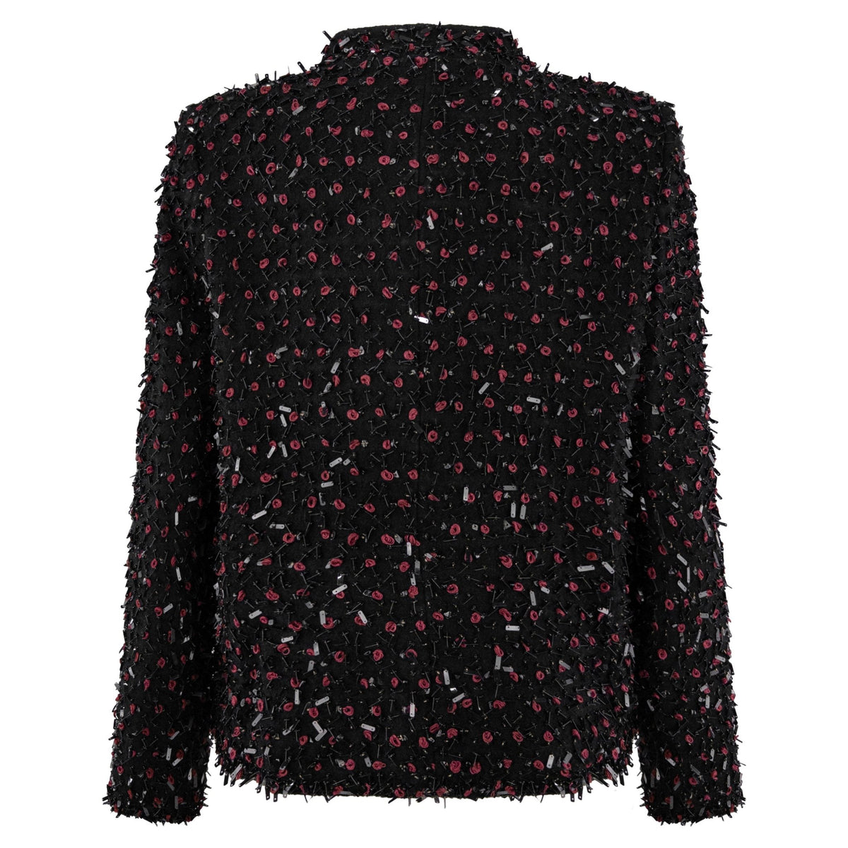 F/W 2001 Oscar de la Renta Runway Black Wool Red Beaded Evening Jacket Blazer - RealList