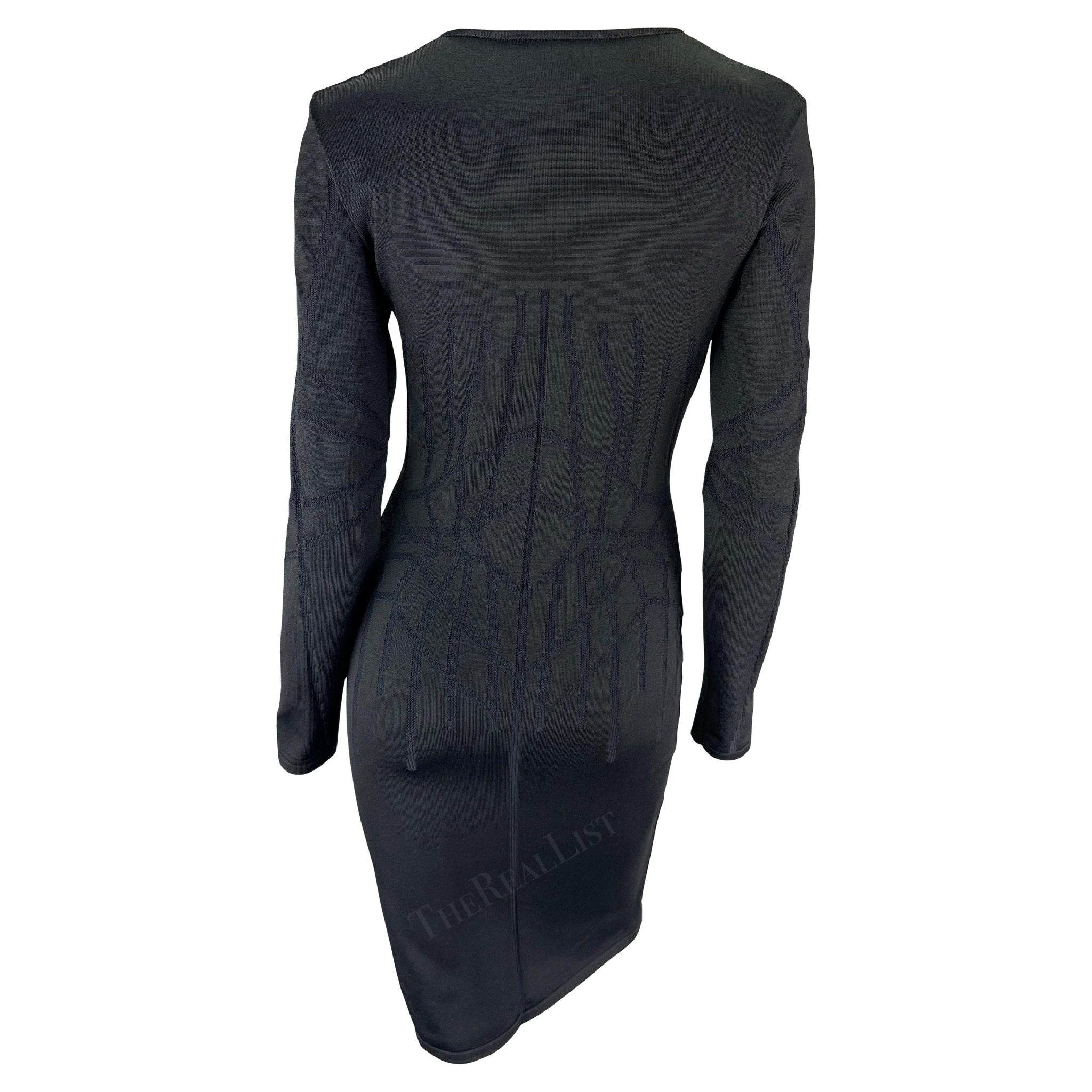 F/W 2001 Thierry Mugler Contour Outline Black Knit Bodycon Dress - RealList