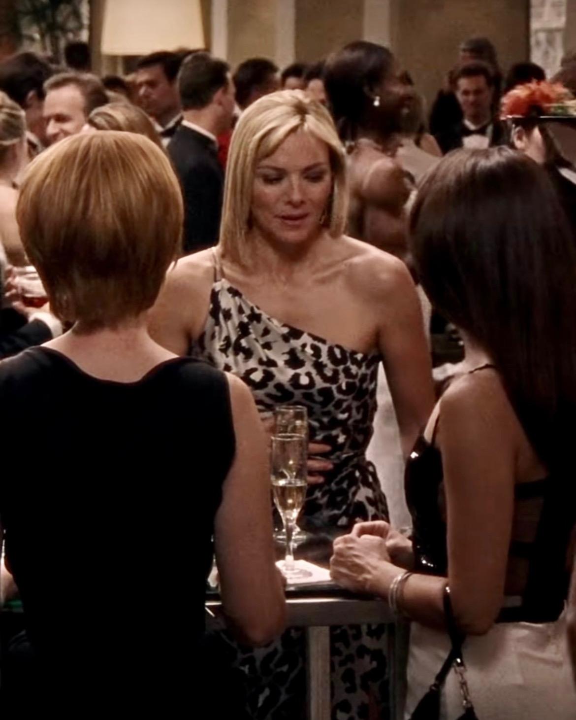 F/W 2001 Thierry Mugler Couture Runway SATC Silver Leopard Silk Chain Dress - RealList