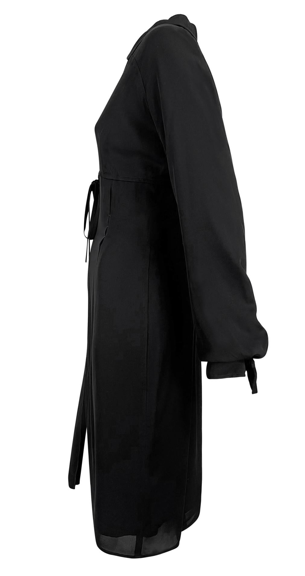 F/W 2001 Yves Saint Laurent by Tom Ford Black Silk Tie Up Dress - RealList