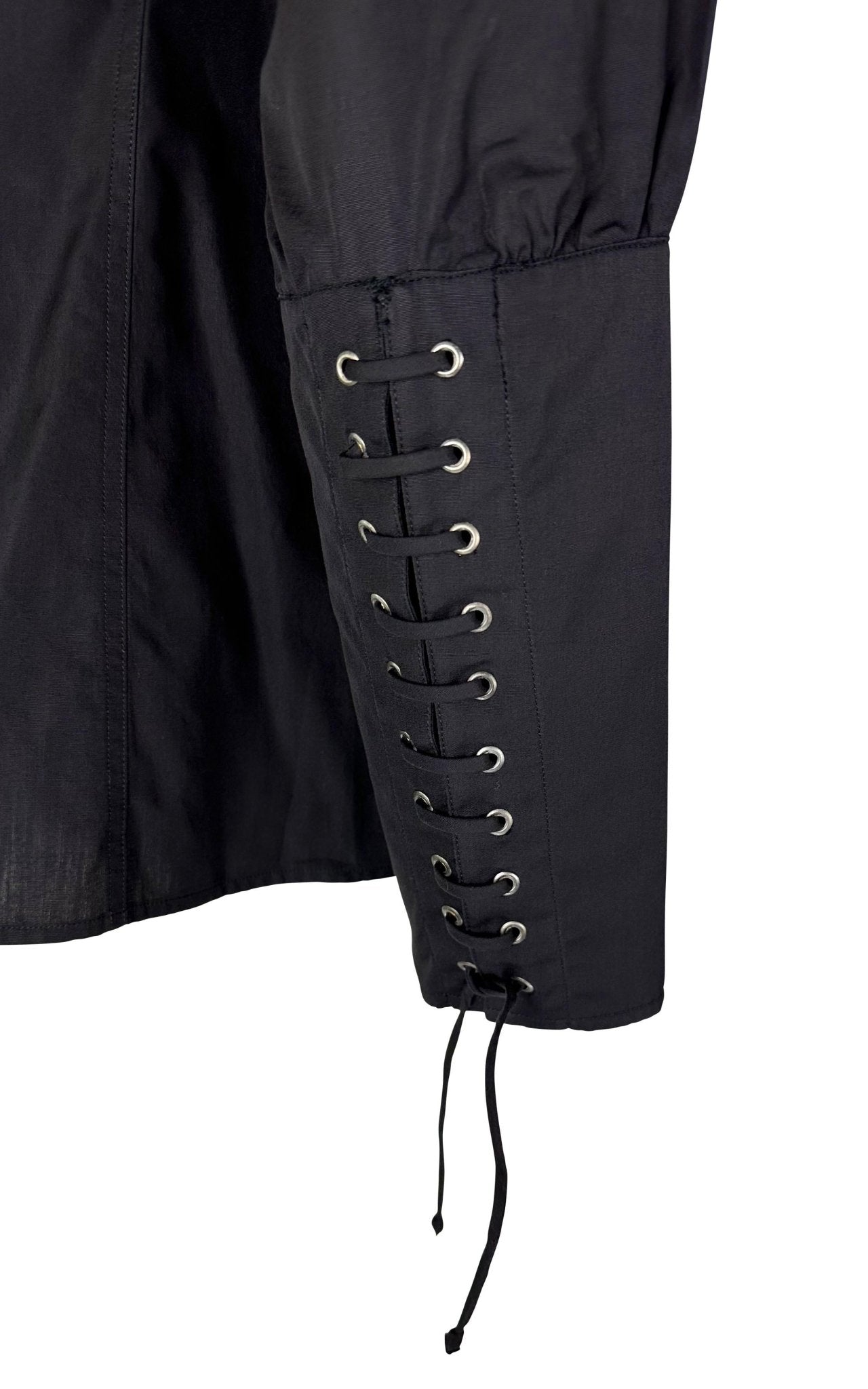 F/W 2001 Yves Saint Laurent by Tom Ford Lace - Up Cuff Black Button - Up Blouse - RealList