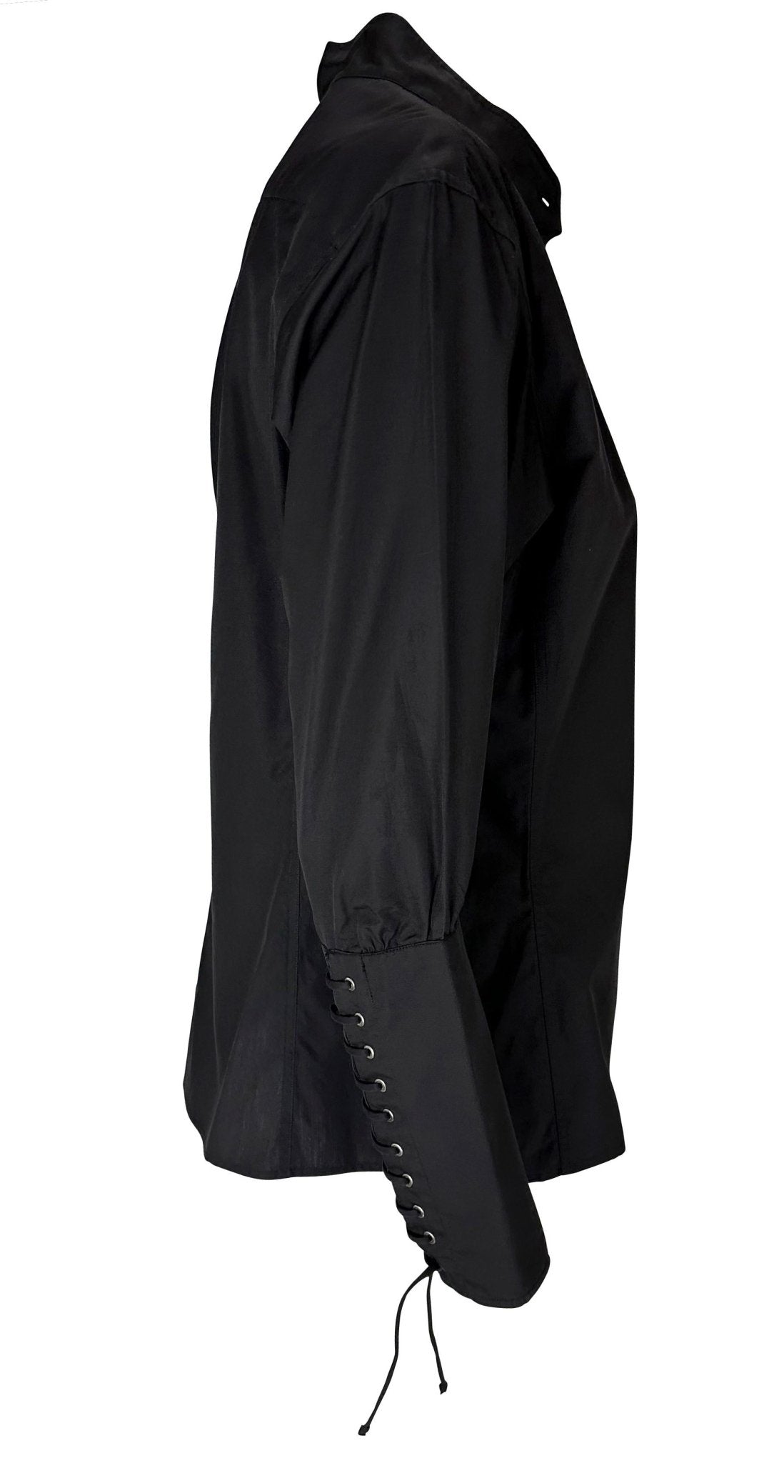 F/W 2001 Yves Saint Laurent by Tom Ford Lace - Up Cuff Black Button - Up Blouse - RealList