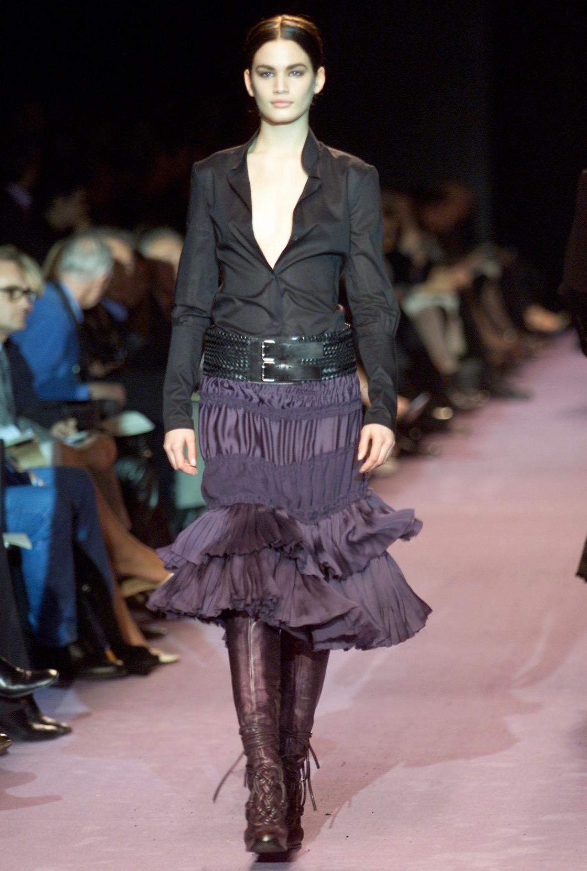 F/W 2001 Yves Saint Laurent by Tom Ford Lace - Up Cuff Black Button - Up Blouse - RealList